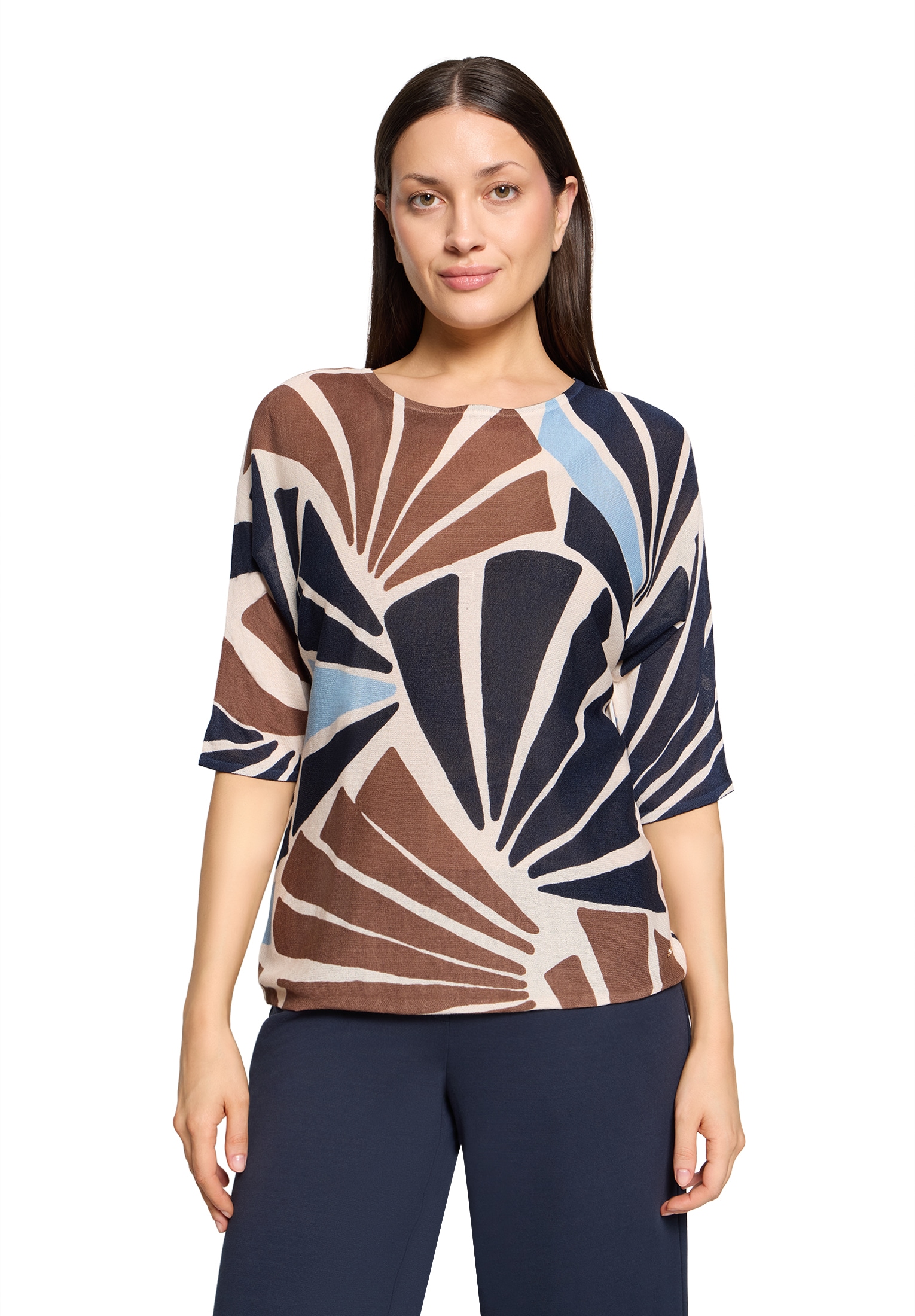 Betty&Co Rundhalspullover »Feinstrickpullover mit Print«