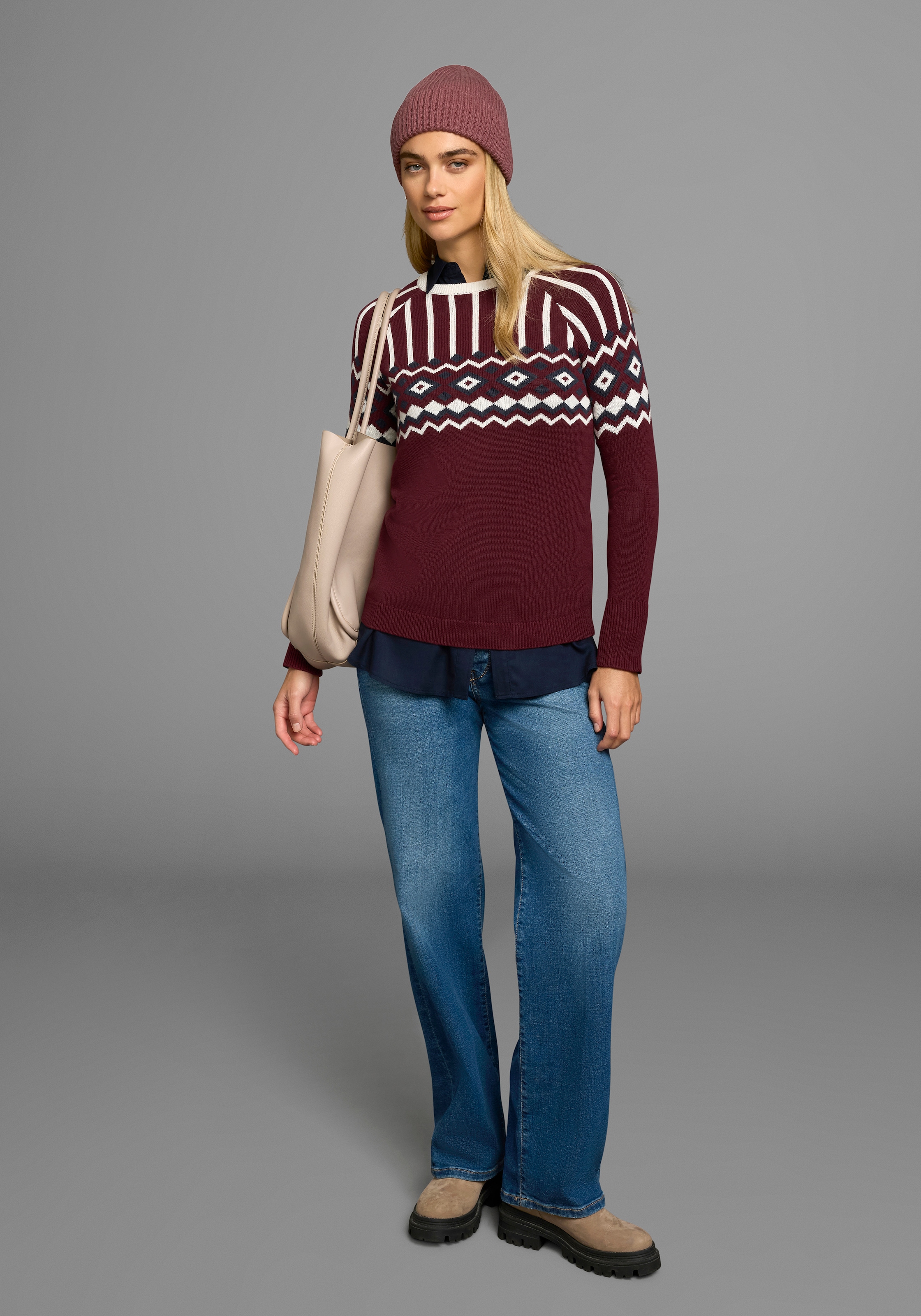 AJC Jacquardpullover, mit Norwegermuster in verschiedenen Farbvarianten