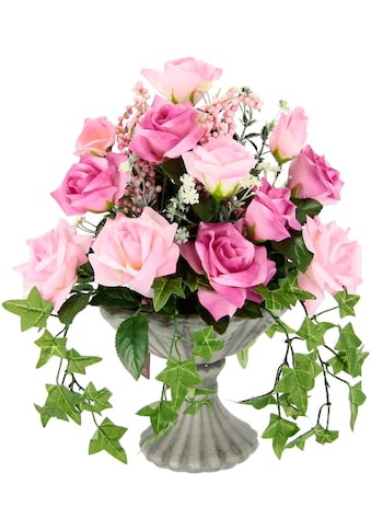 I.GE.A. Kunstblume »Rosen«, Im Pokal aus Keramik Grabschmuck Künstliche Blumen Rose kaufen
