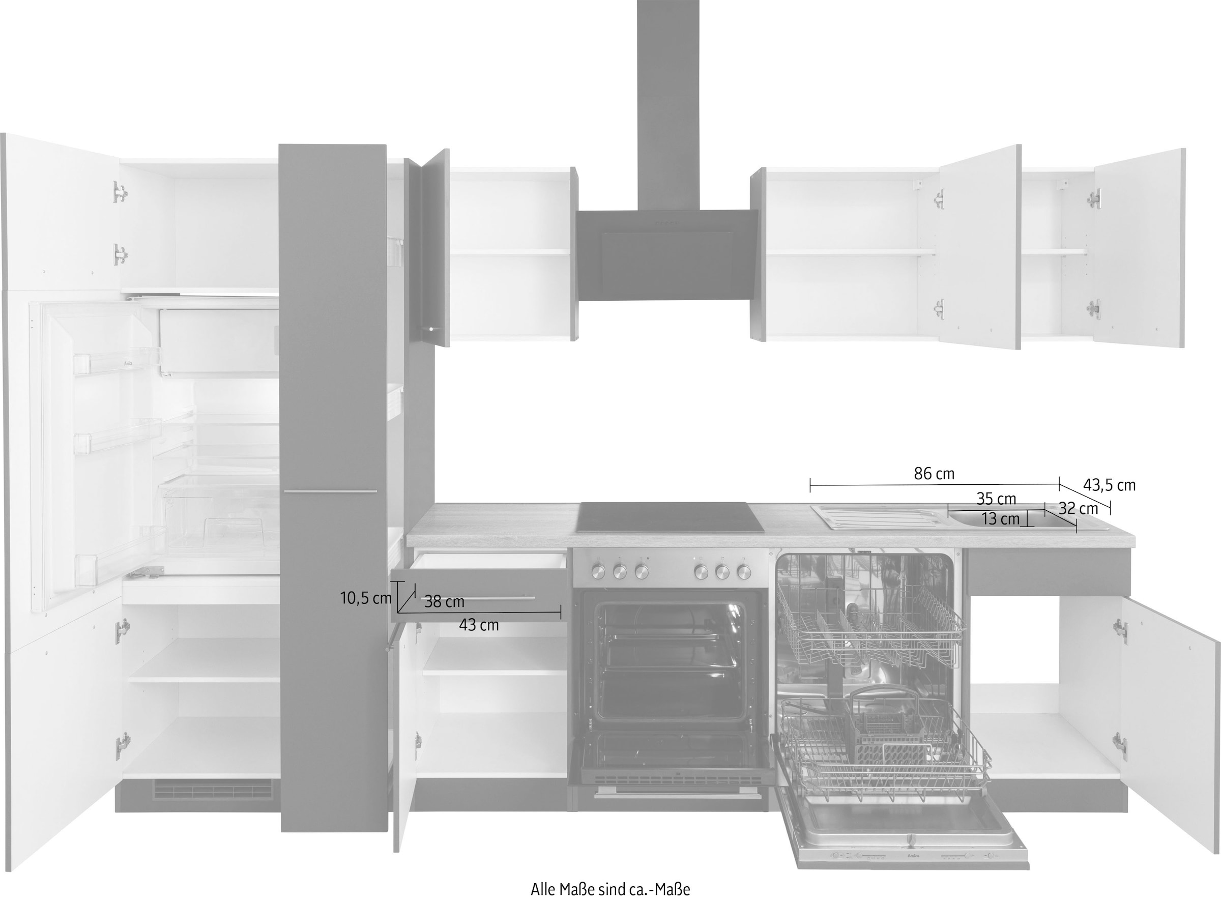wiho Küchen bestellen Küchenzeile Breite »Unna«, E-Geräte, auf cm 310 Rechnung ohne