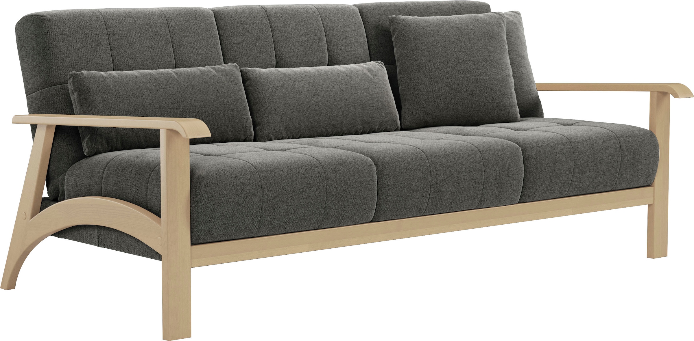 sit&more 3-Sitzer »Billund«, Armlehnen aus Buchenholz in natur, verschiedene Bezüge und Farben