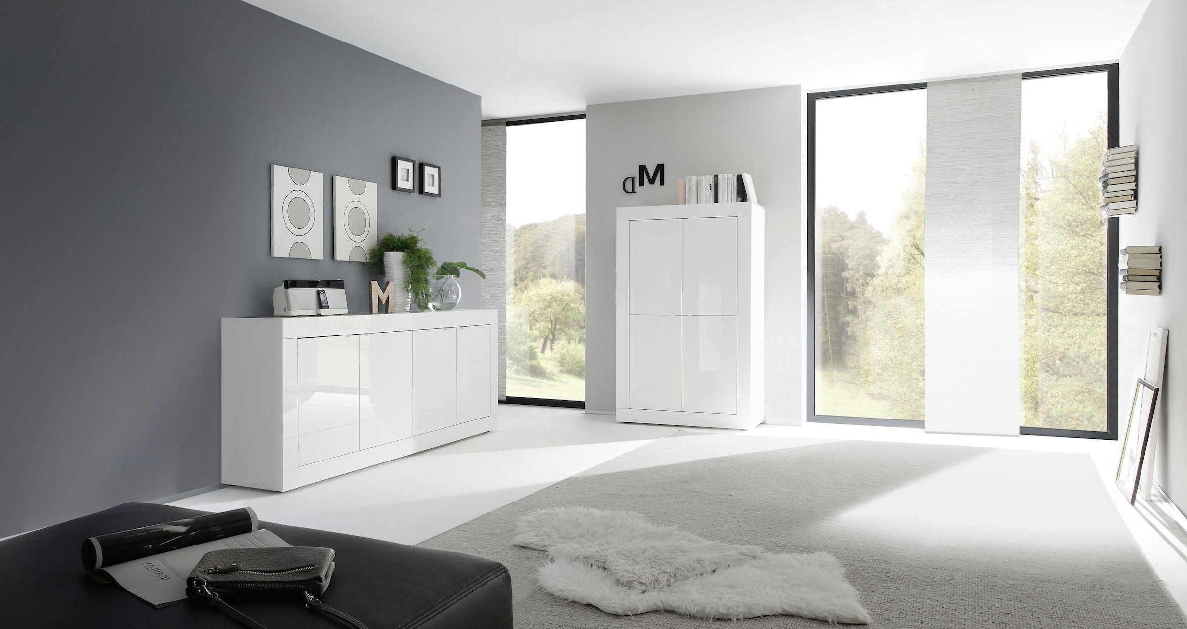 Home affaire Sideboard »Basic Breite 207 cm, Kommode 4 Türen, Anrichte,« Metallgriff, moderne Rahmenoptik, viel Stauraum, Farbauswahl