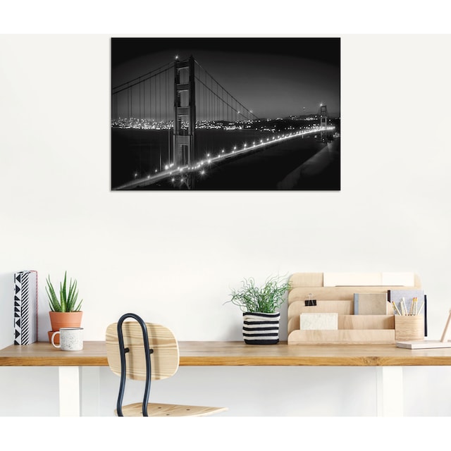 Artland Wandbild »Golden Gate Bridge am Abend«, San Francisco, (1 St.), als  Alubild, Leinwandbild, Wandaufkleber oder Poster in versch. Größen auf  Raten kaufen