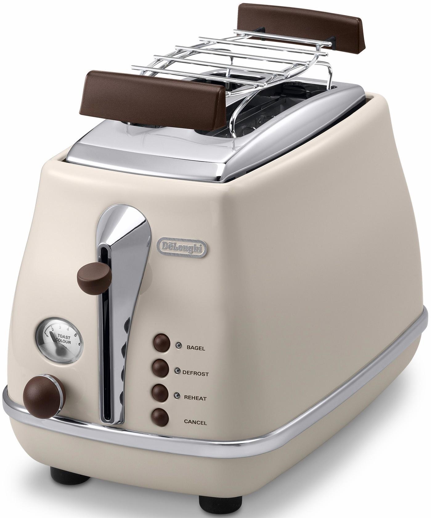 De'Longhi Toaster »Incona Vintage »CTOV 2103.BG««, 2 kurze Schlitze, 900 W, im Retro Look, cremefarben