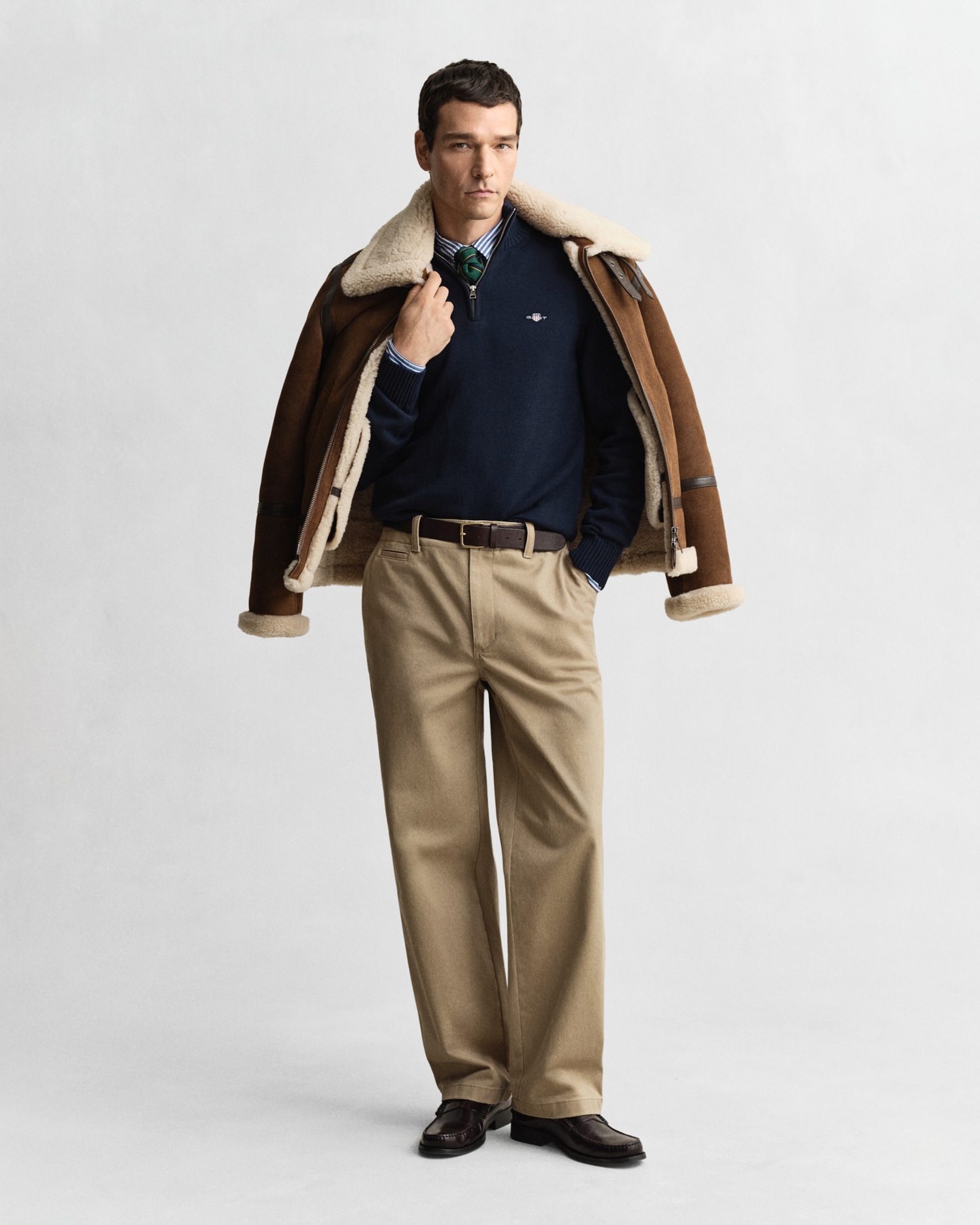 Gant Troyer »CASUAL COTTON HALF ZIP« mit grafischer Logostickerei auf der Brust