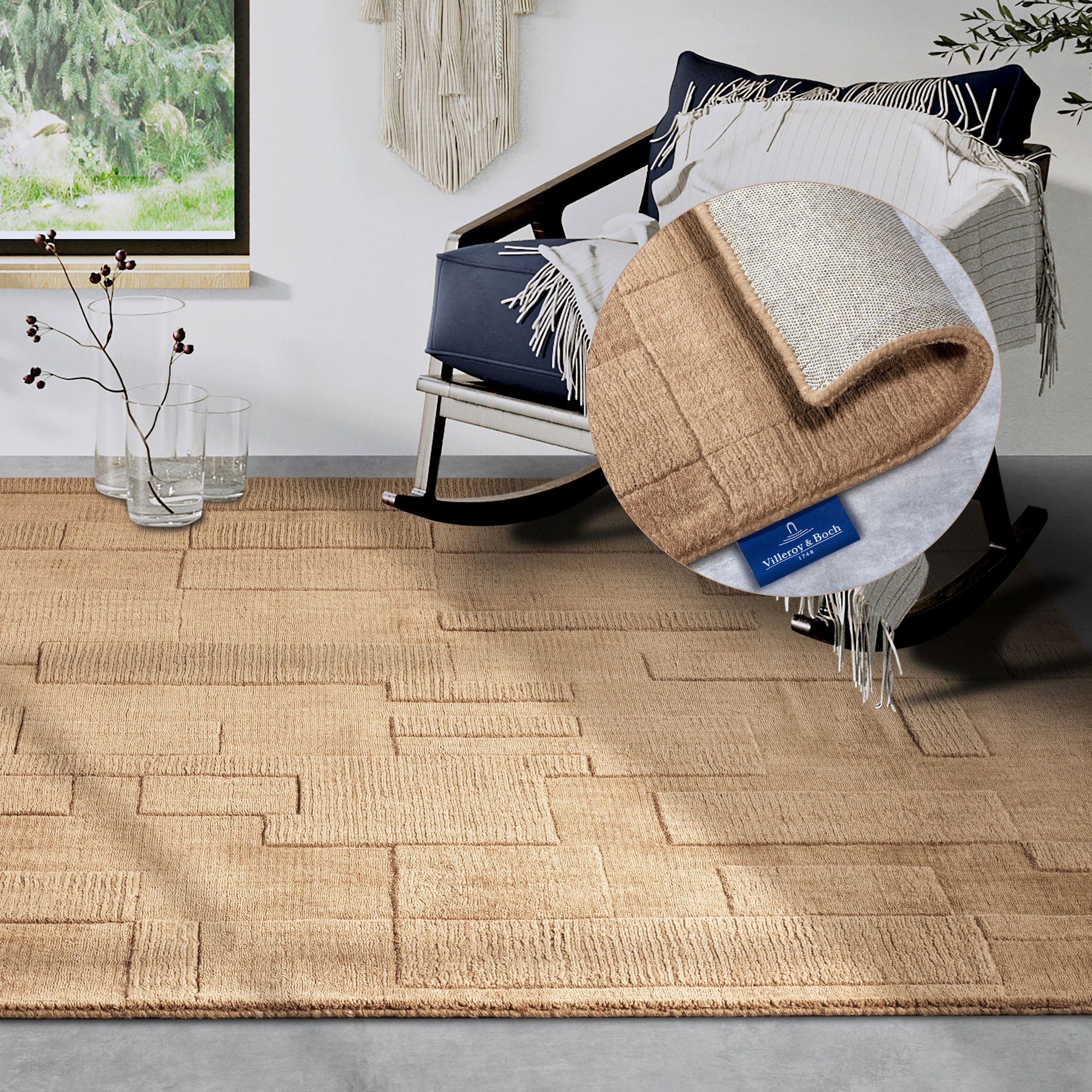 THE RUGS Villeroy & Boch 1906 Wool Rug Wilhelmine – Handwoven Soft & Durable in Beige | Size: 80cm x 150cm