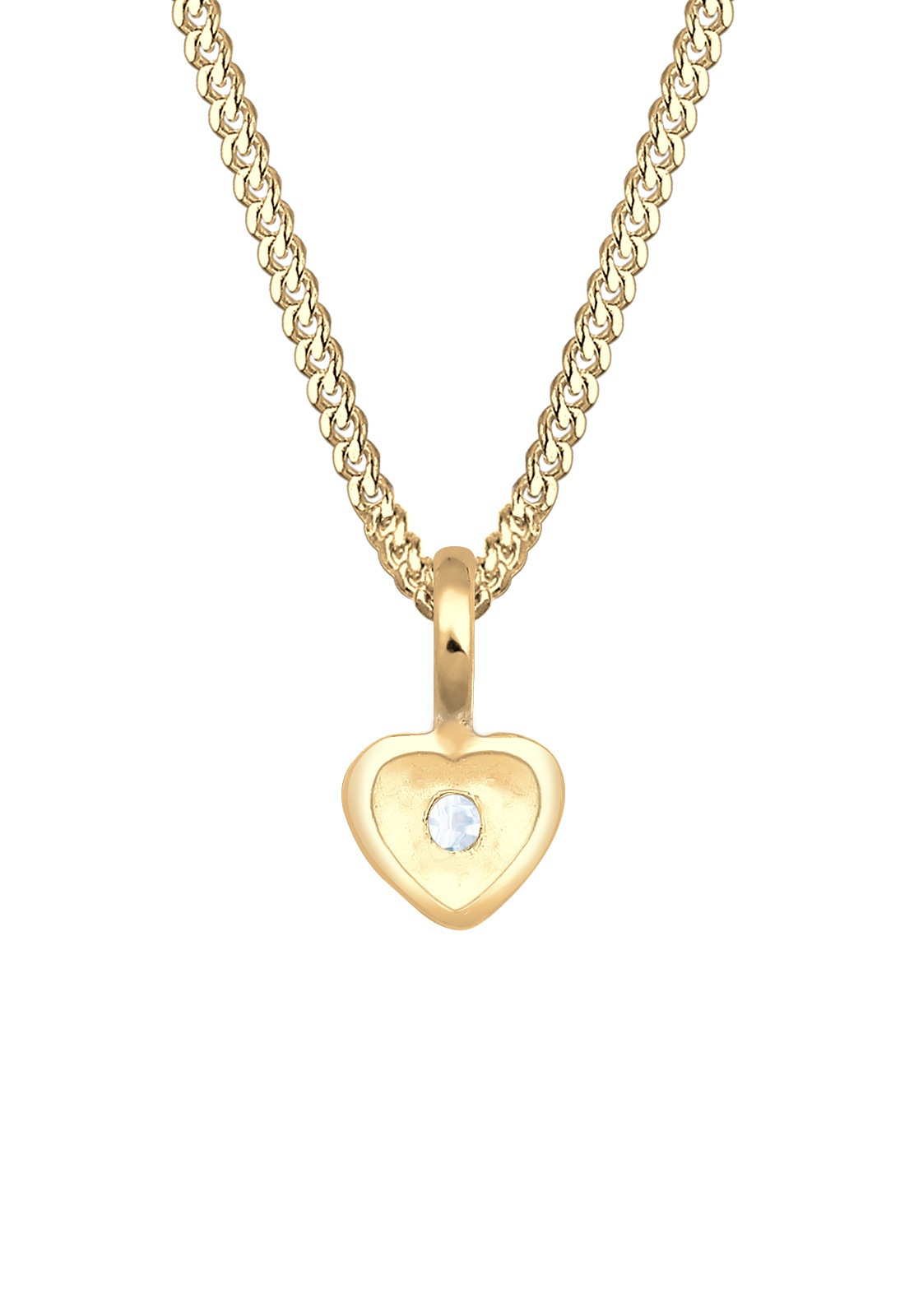 Elli Premium Silberkette »Halskette Kinder Herz Geburt Taufe Zirkonia 585 Gelbgold«
