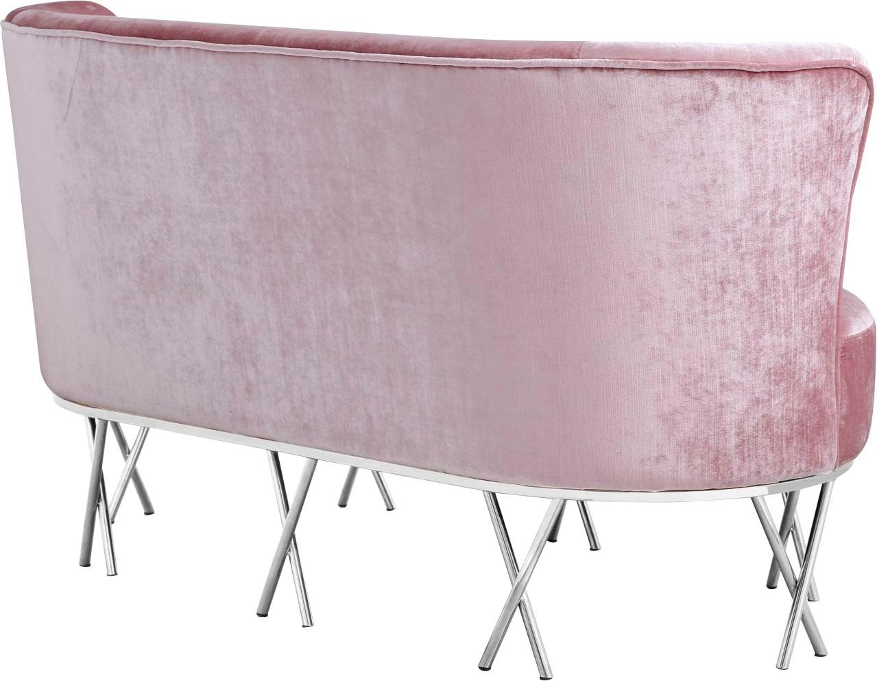 Leonique Sofa »Scarlett«, mit chromfarbenen Metallfüßen, extravagantes Design