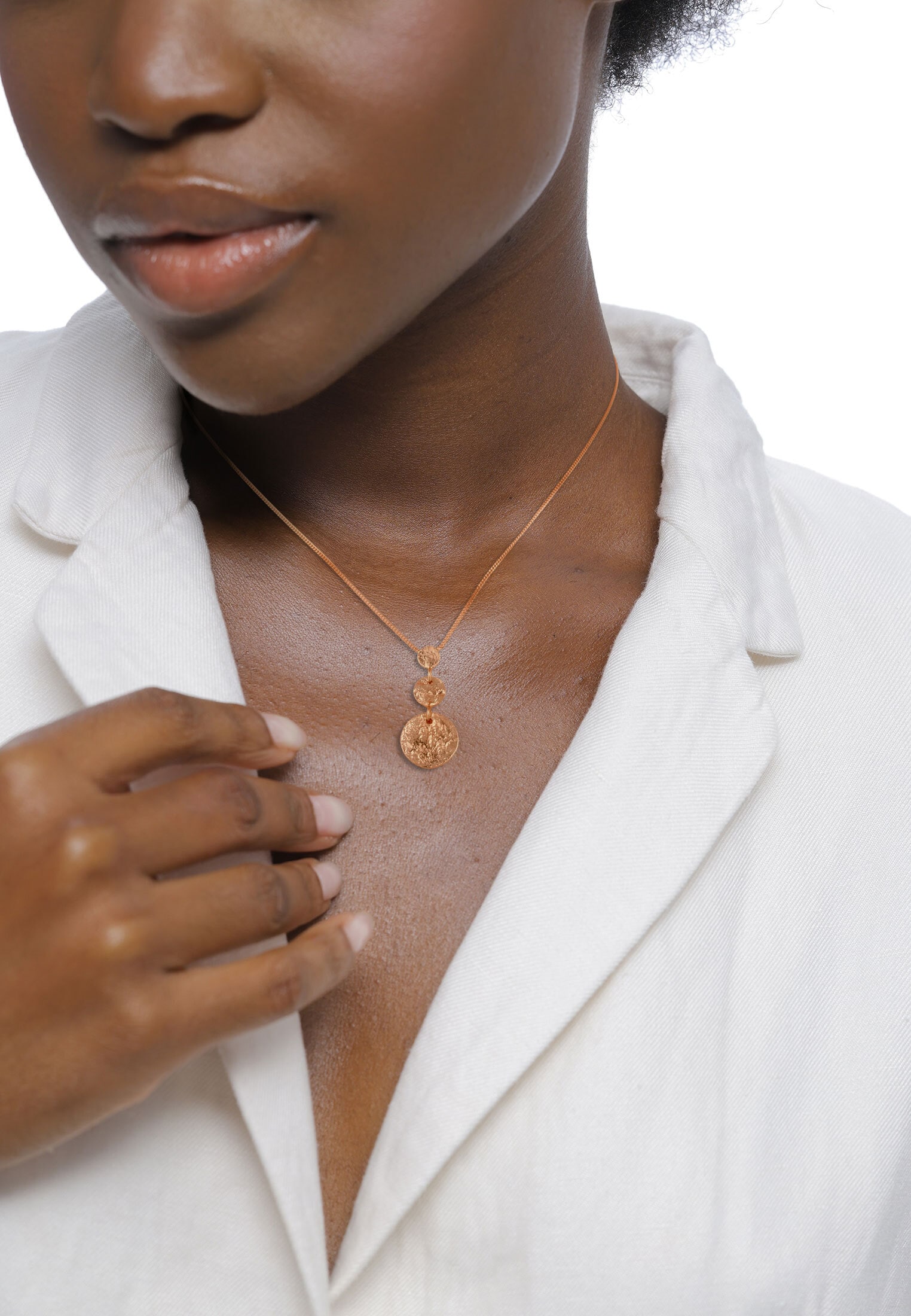 Elli Kette mit Anhänger »Halskette Anhänger Plättchen Strukturiert 925 Sterling Silber Rosegold«
