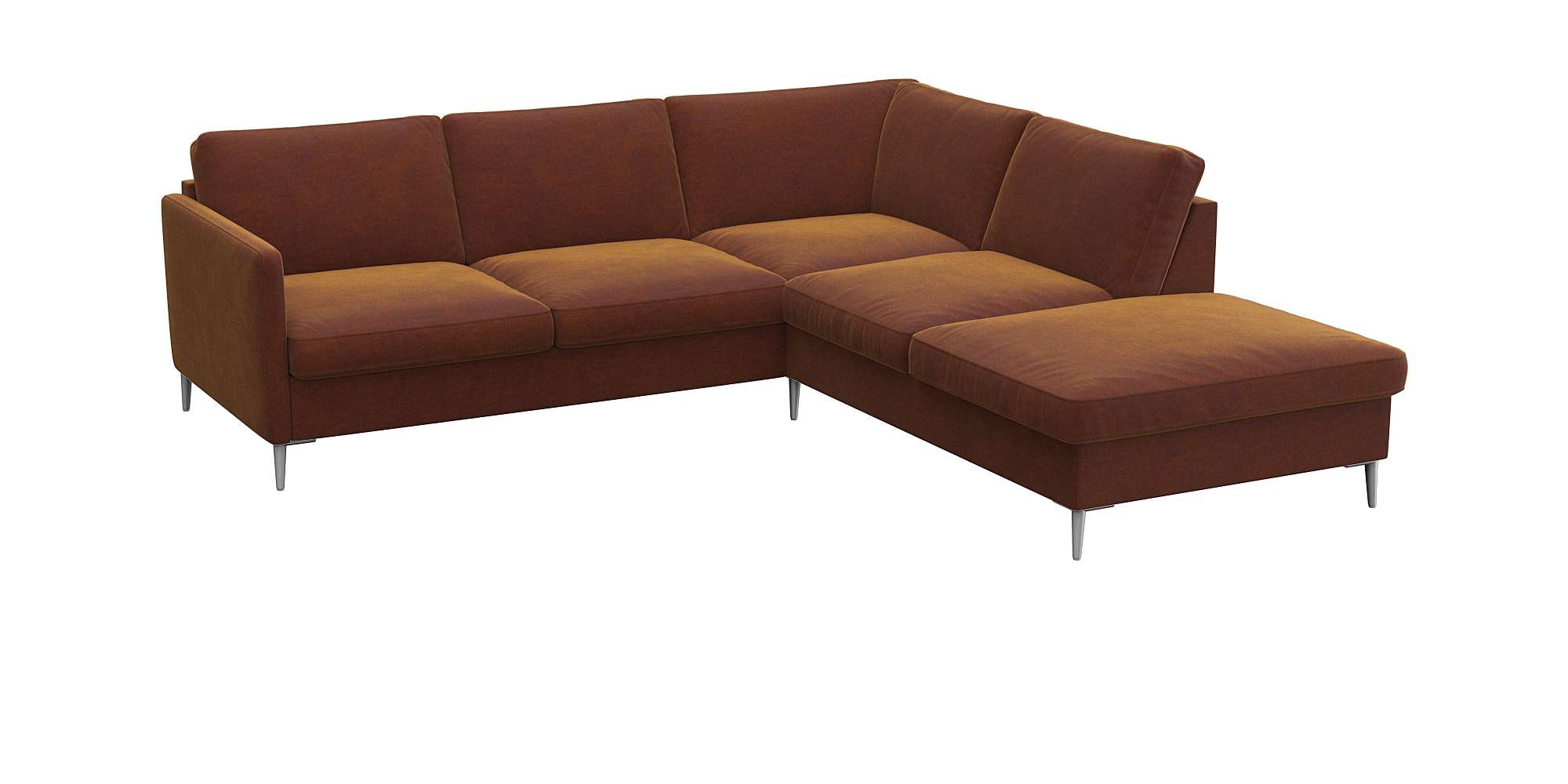 FLEXLUX Ecksofa »Fiore, L-Form«, schmale Armlehnen, Füße alufarben, B/T 234/225 cm, Kaltschaum im Sitz