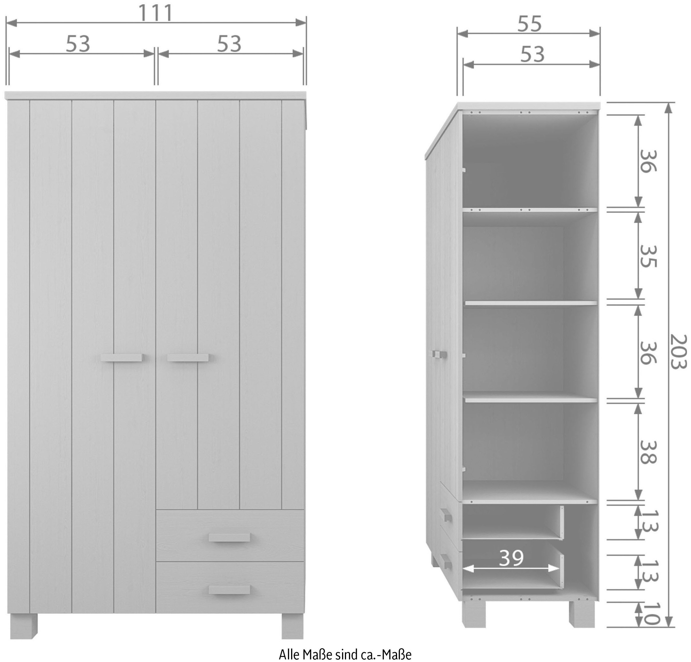 WOOOD Garderobenschrank »Dennis«, mit Kleiderstange, viel Stauraum, B 111 cm x H 202 cm