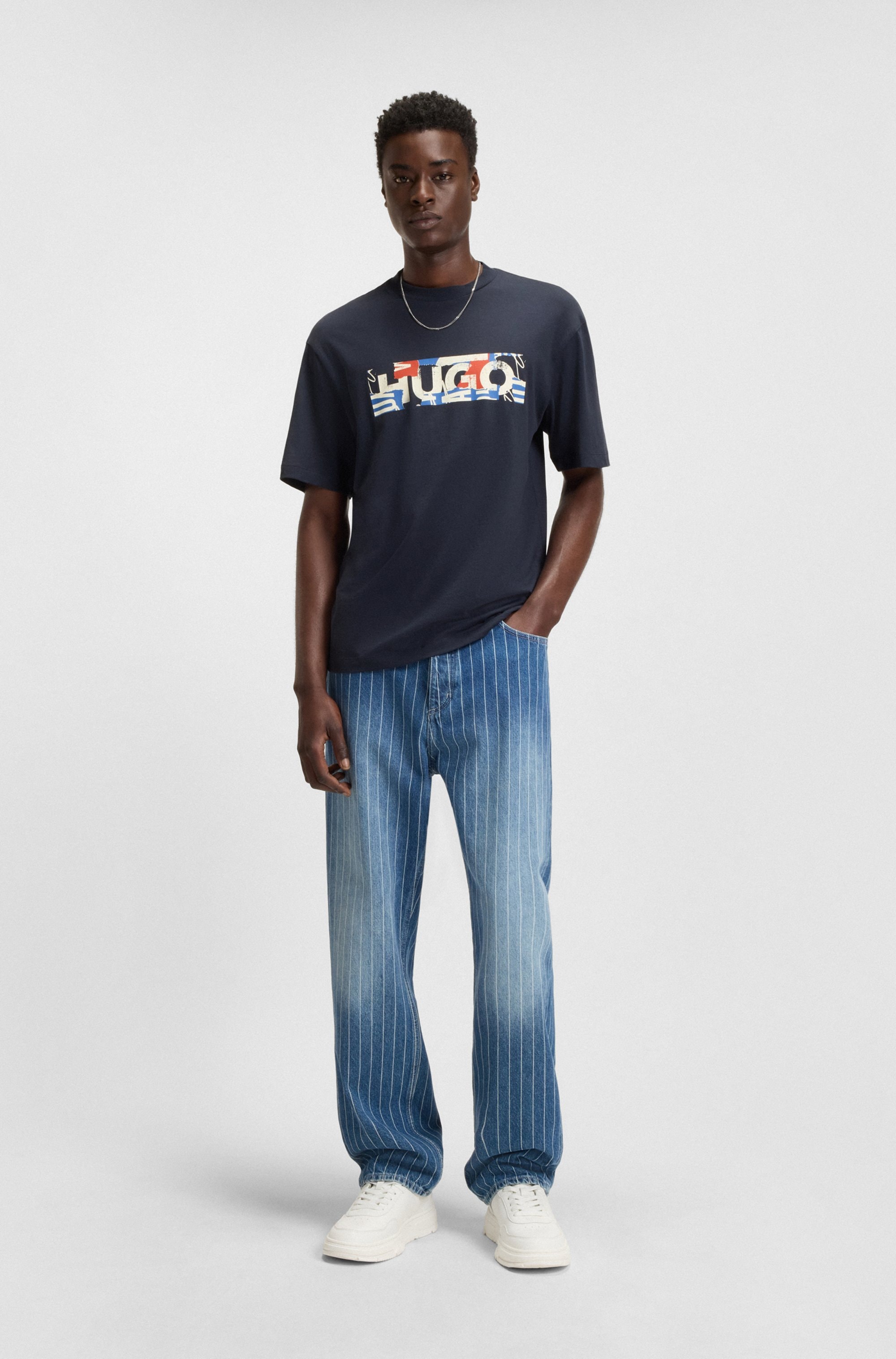 HUGO Blue T-Shirt »Nugix«, mit grafischem Logo-Druck