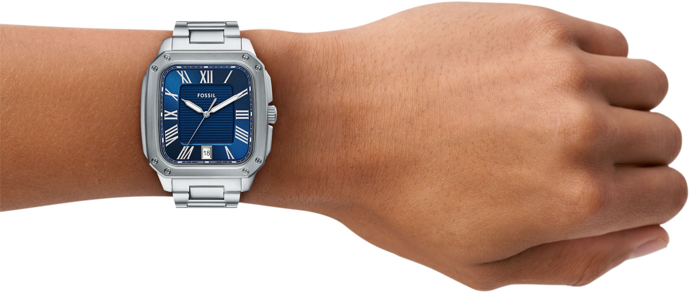 Fossil Quarzuhr »CROSBY« Armbanduhr, Herrenuhr, Edelstahlarmband, analog, Tag