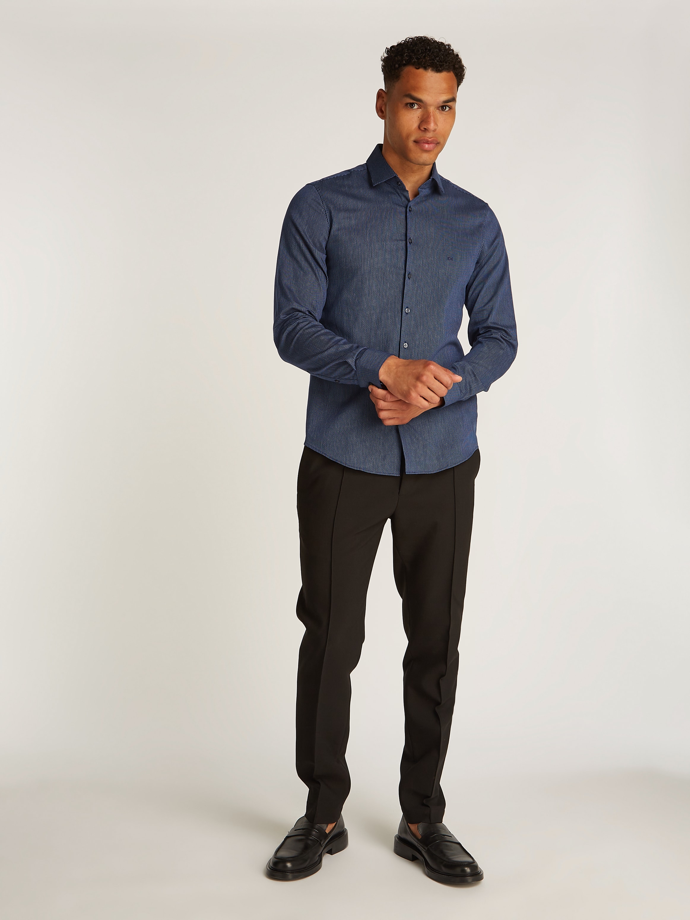 Calvin Klein Businesshemd »BUSINESS STRIPE SLIM SHIRT«, mit Logoprint