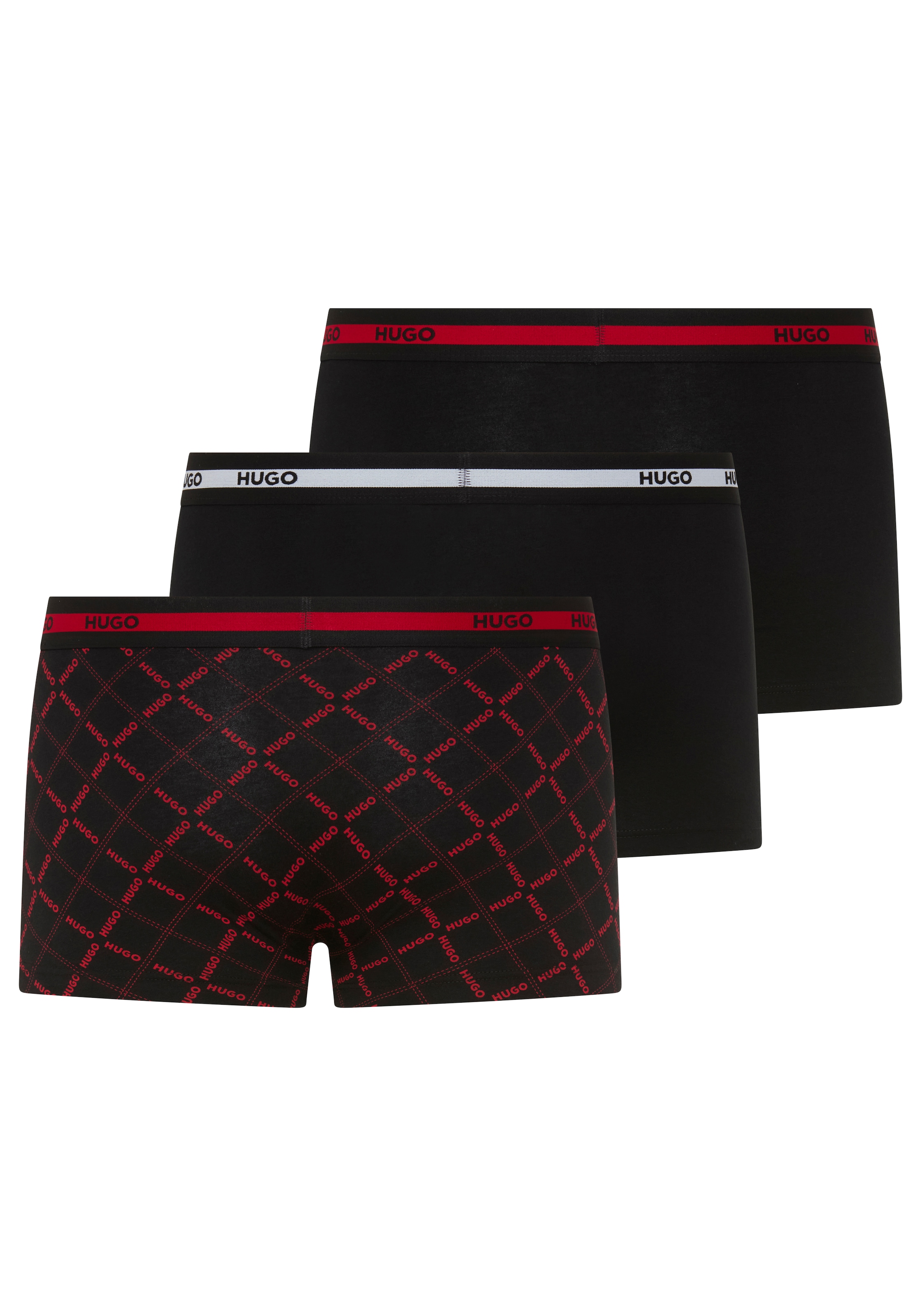 HUGO Underwear Trunk Packung, 3 Stk. aus Stretch-Baumwolle mit Logo am Bund, körpernah,