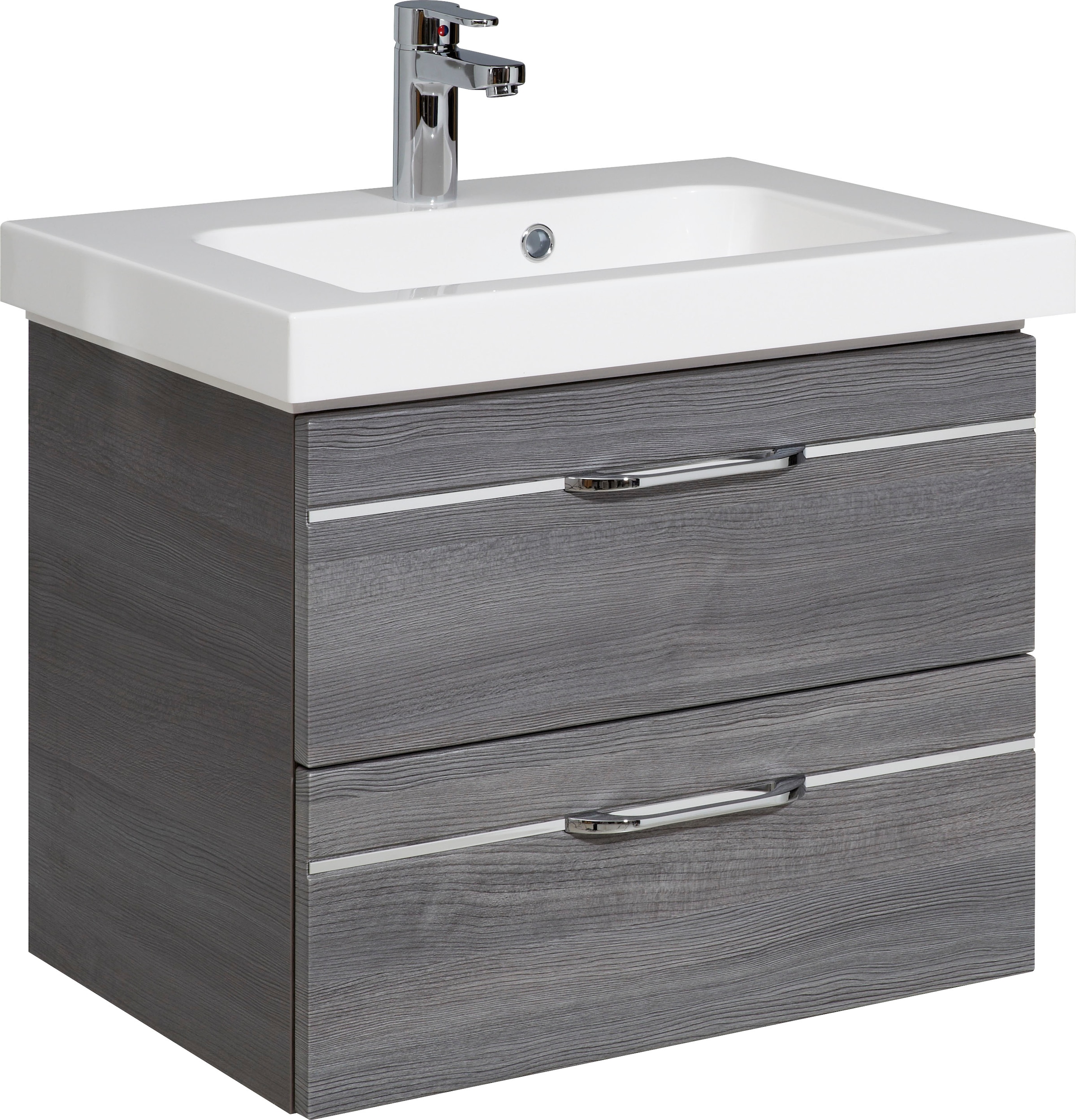 Saphir Badmöbel-Set »Balto Sprint, Waschplatz mit Mineralmarmor-Waschtisch, 64,4 cm breit«, (1 St.), Unterschrank mit Waschbecken inkl. Türdämpfer und 2 Schubladen