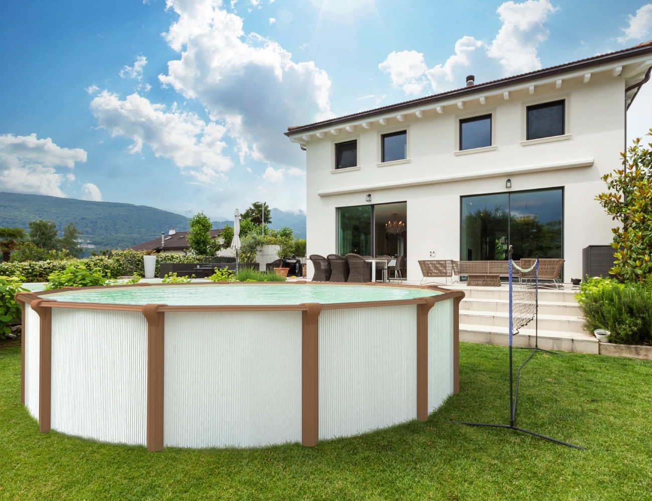 KWAD Rundpool »Green line Evolution«, (Komplett-Set, 10 tlg.), 4,6x1,32 white- wood Folie in blau, sand oder grau erhältlich