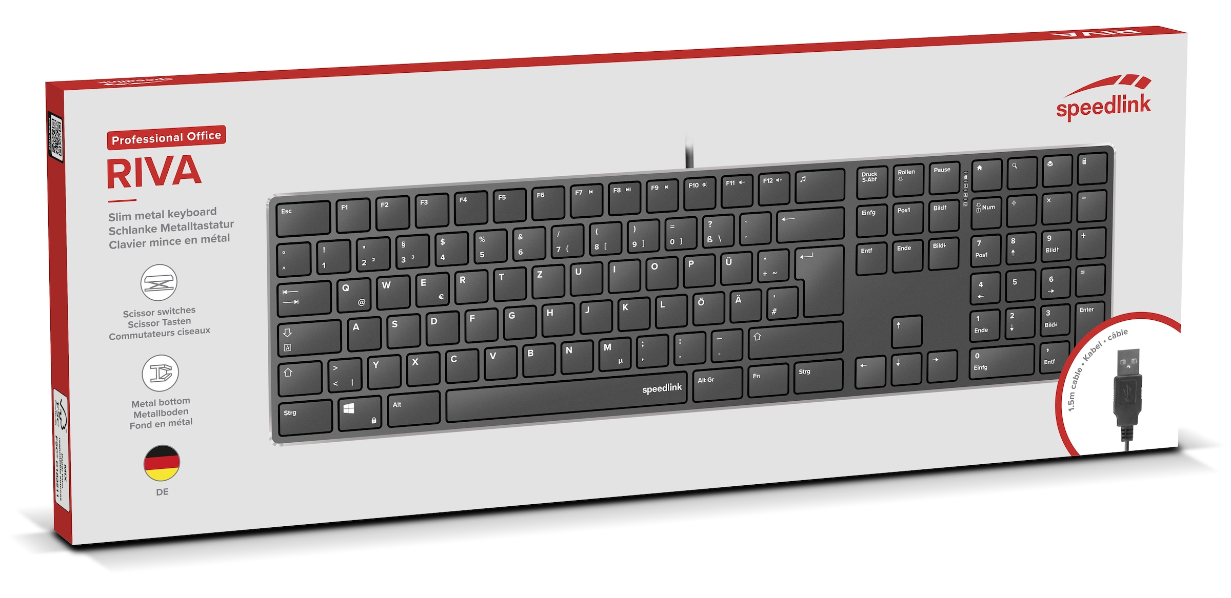 Speedlink Tastatur »RIVA Slim Metal Scissor Keyboard«, DE Layout