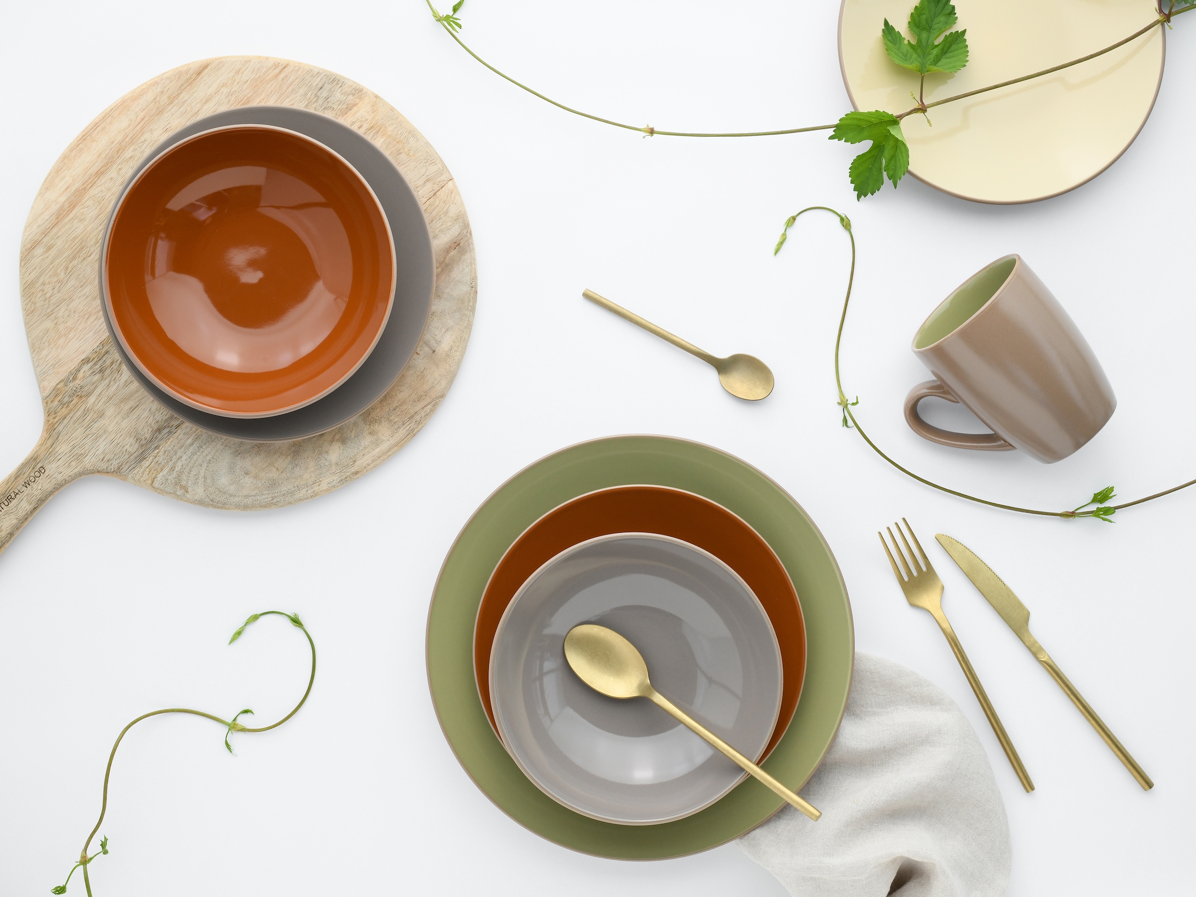 CreaTable Kombiservice »Geschirr-Set Urban Jungle«, (Set, 16 tlg., Kaffeeservice und Tafelservice im Set, für 4 Personen), Service, moderne Coupeform, 16 Teile, für 4 Personen