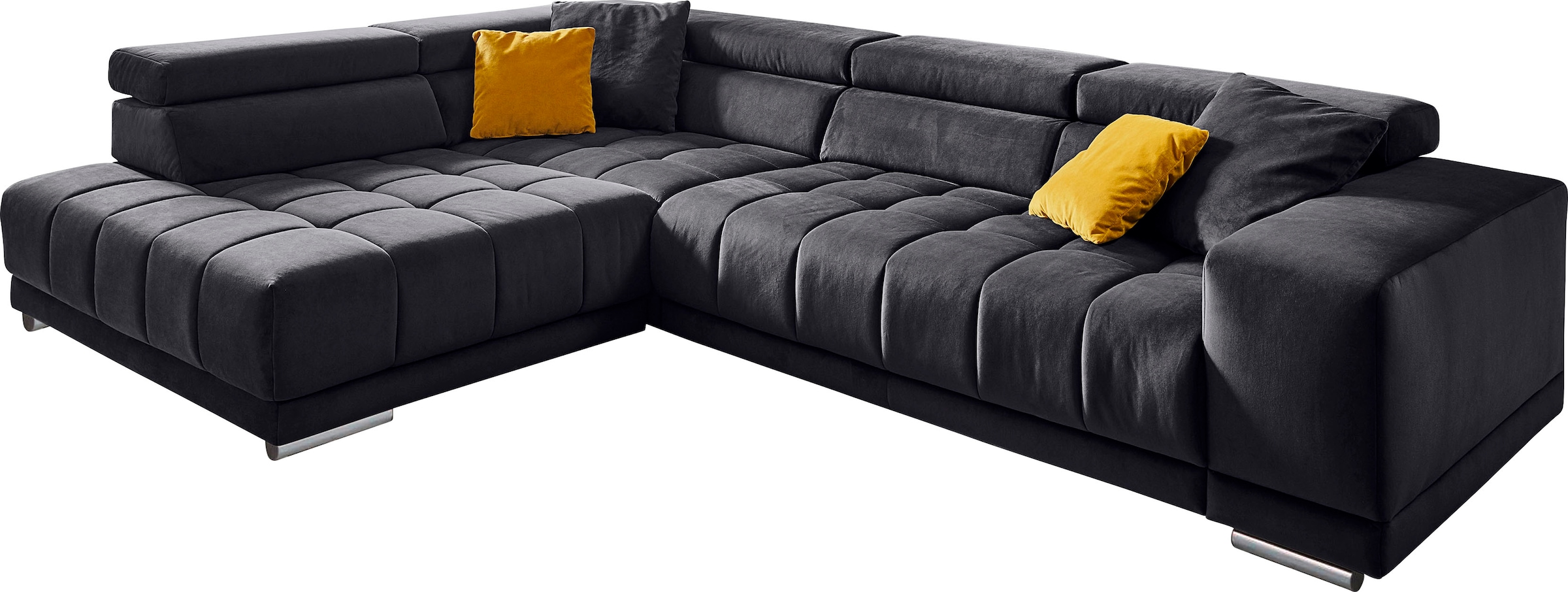Die PlanBar Ecksofa »MP-IN15053 L-Form breiter Schenkel«, wahlweise mit Kopfteilverstellung und manueller Vorziehbank