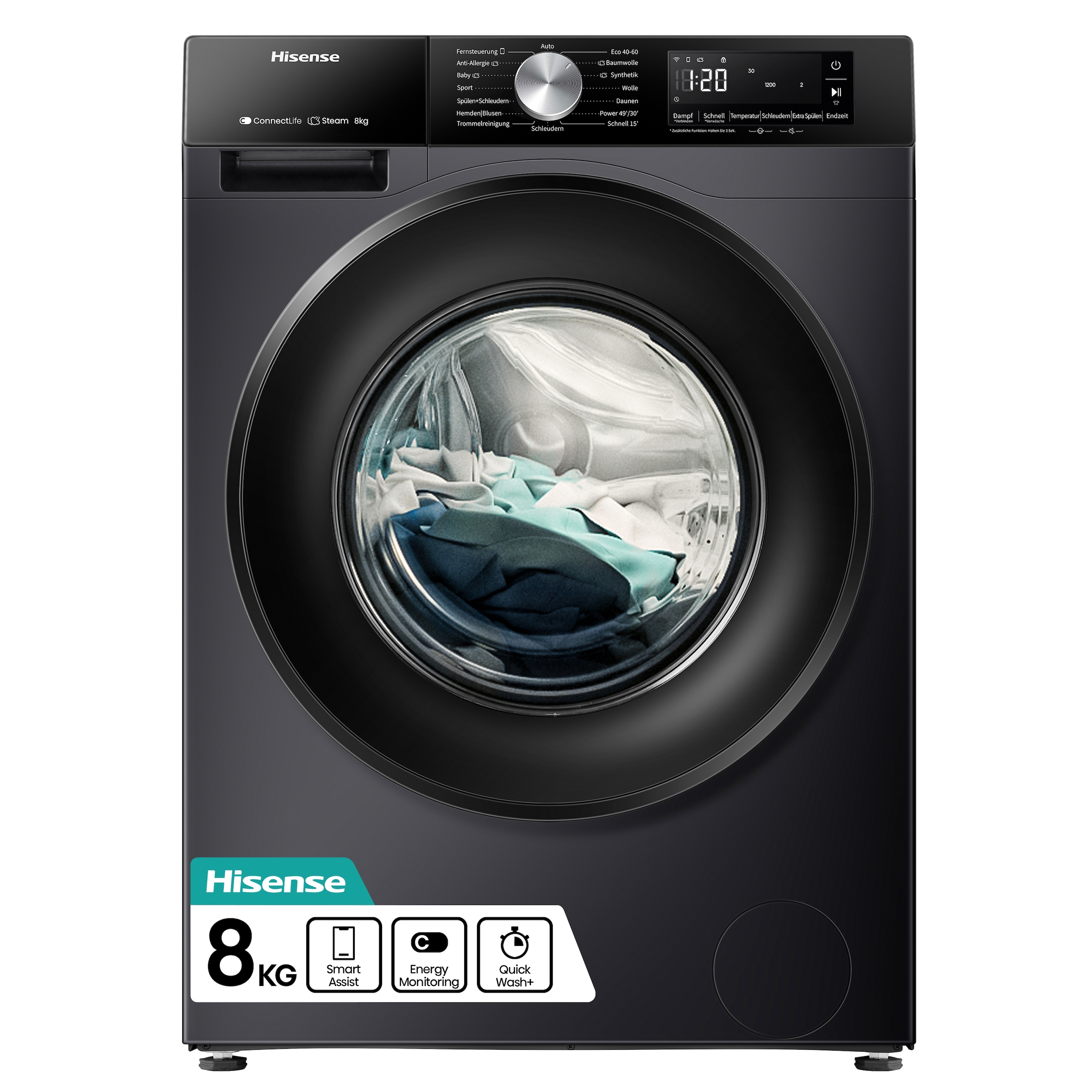 Hisense Waschmaschine »WF3S8043BB3«, 8 kg, 1400 U/min, Wifi-ConnectLife