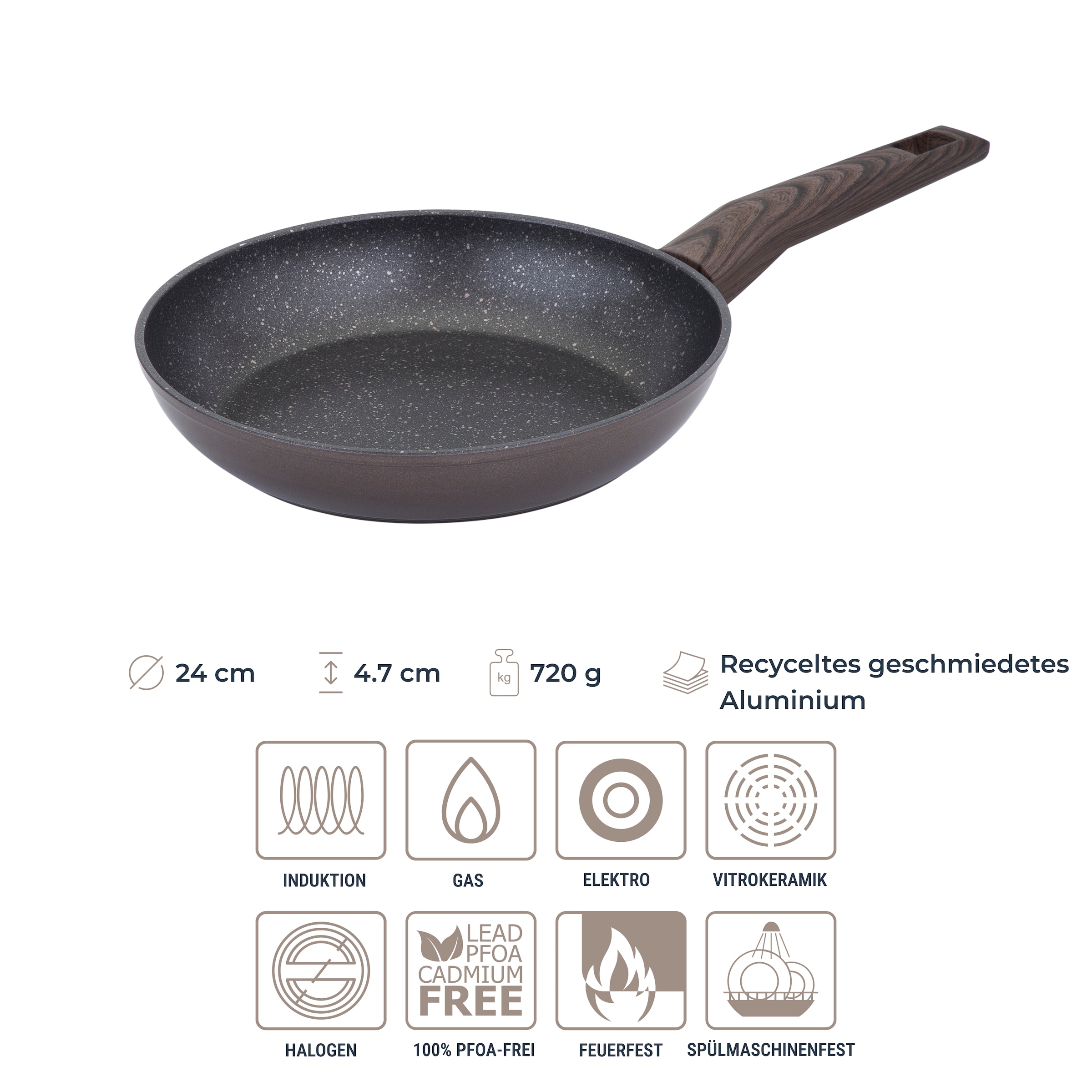 RESTO Kitchenware Pfannen-Set »Carina, antihaftbeschichtet und spülmaschinenfest« Aluminium Set, 1x Bratpfanne Ø 24, 1x Bratpfanne Ø 28, 2 Stk. tlg. für alle Herdarten geeignet, auch Induktion