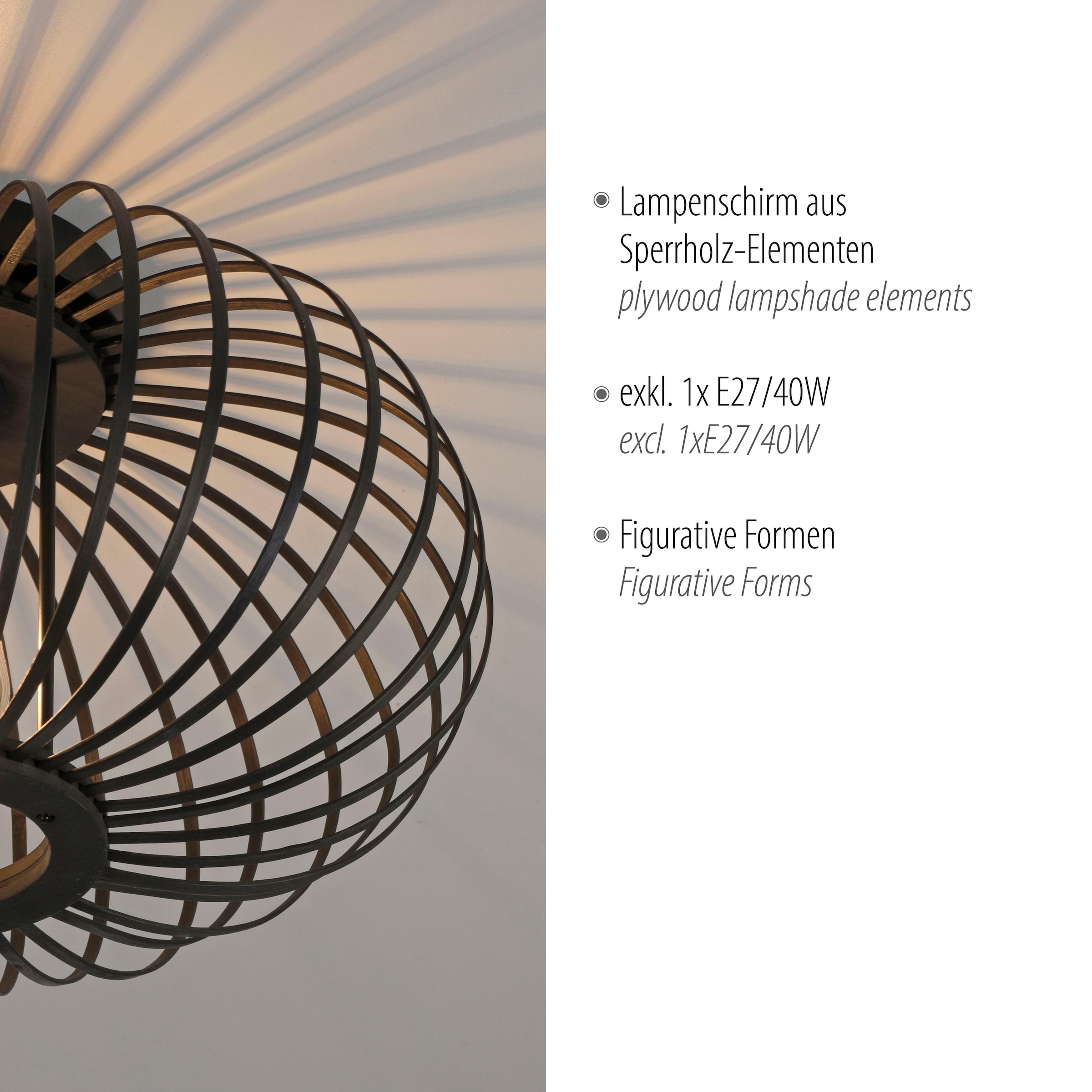 JUST LIGHT Deckenleuchte »RACOON« E27 1 Stk. ExklusiveE27