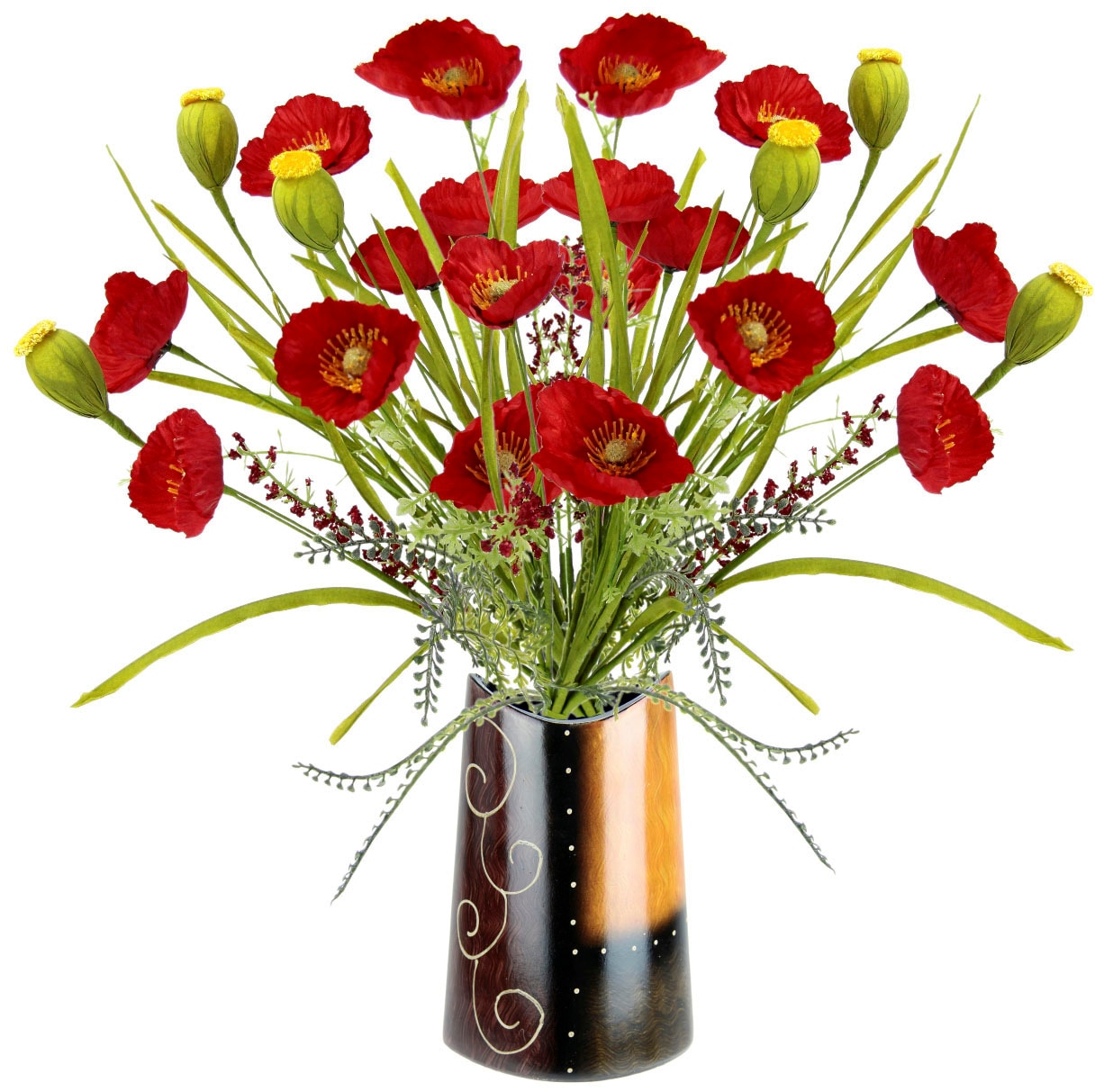 I.GE.A. Kunstblume »Mohnblumenbusch Blumen Mohn Keramik«, Mohnbusch Mohnblume Seidenblumenstrauß aus Bouquet auf kaufen in Raten Strauß Vase
