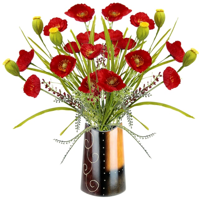 I.GE.A. Kunstblume »Mohnblumenbusch in Vase aus Keramik«, Blumen Mohnblume  Mohn Mohnbusch Bouquet Strauß Seidenblumenstrauß auf Raten kaufen