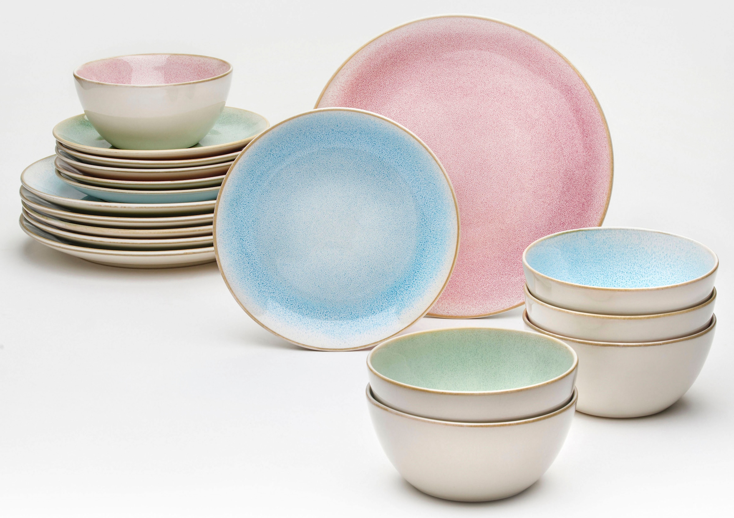 Töchter & Söhne Kombiservice »Hanna« reaktive Farbglasur, jedes Stück ein Unikat