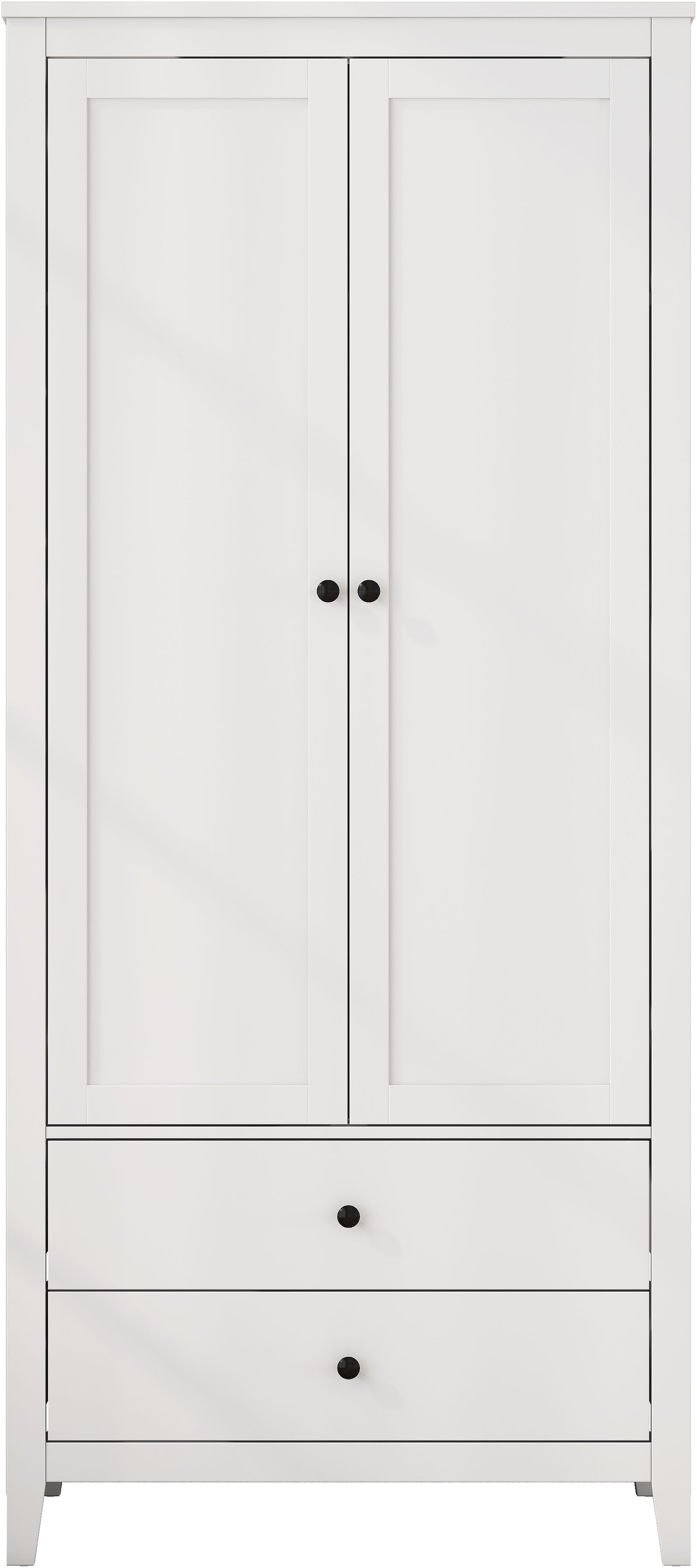 OTTO home Kleiderschrank »Borkum Schlafzimmerschrank Garderobe Landhaus Bestseller weiß« hochwertige schwarze Griffe aus Metall, 