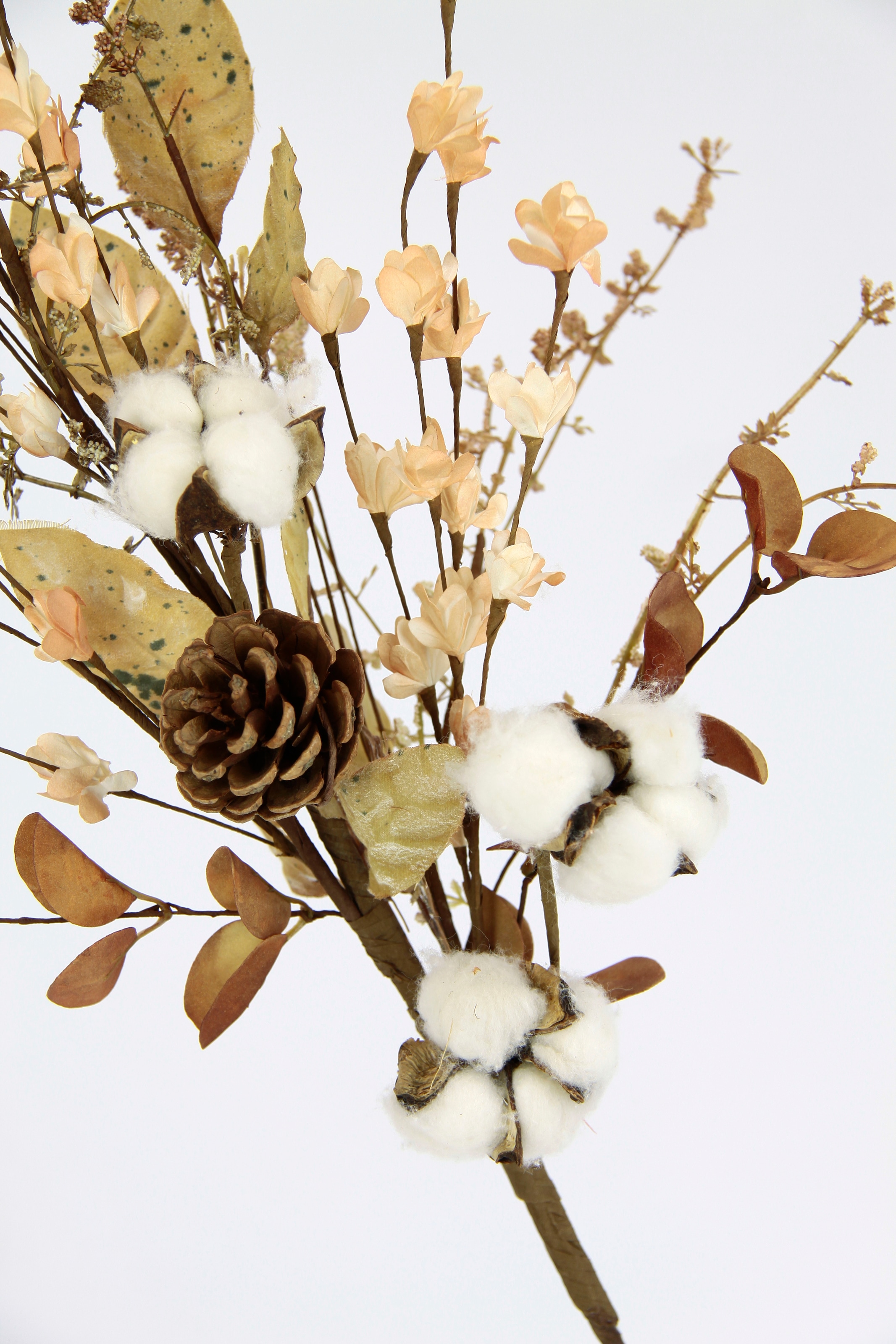 Dekozweig Graszweig »Baumwollzweig 2er Künstliche Kunstblume Zapfen«, Herbstzweig Set bequem mit Blumen I.GE.A. bestellen