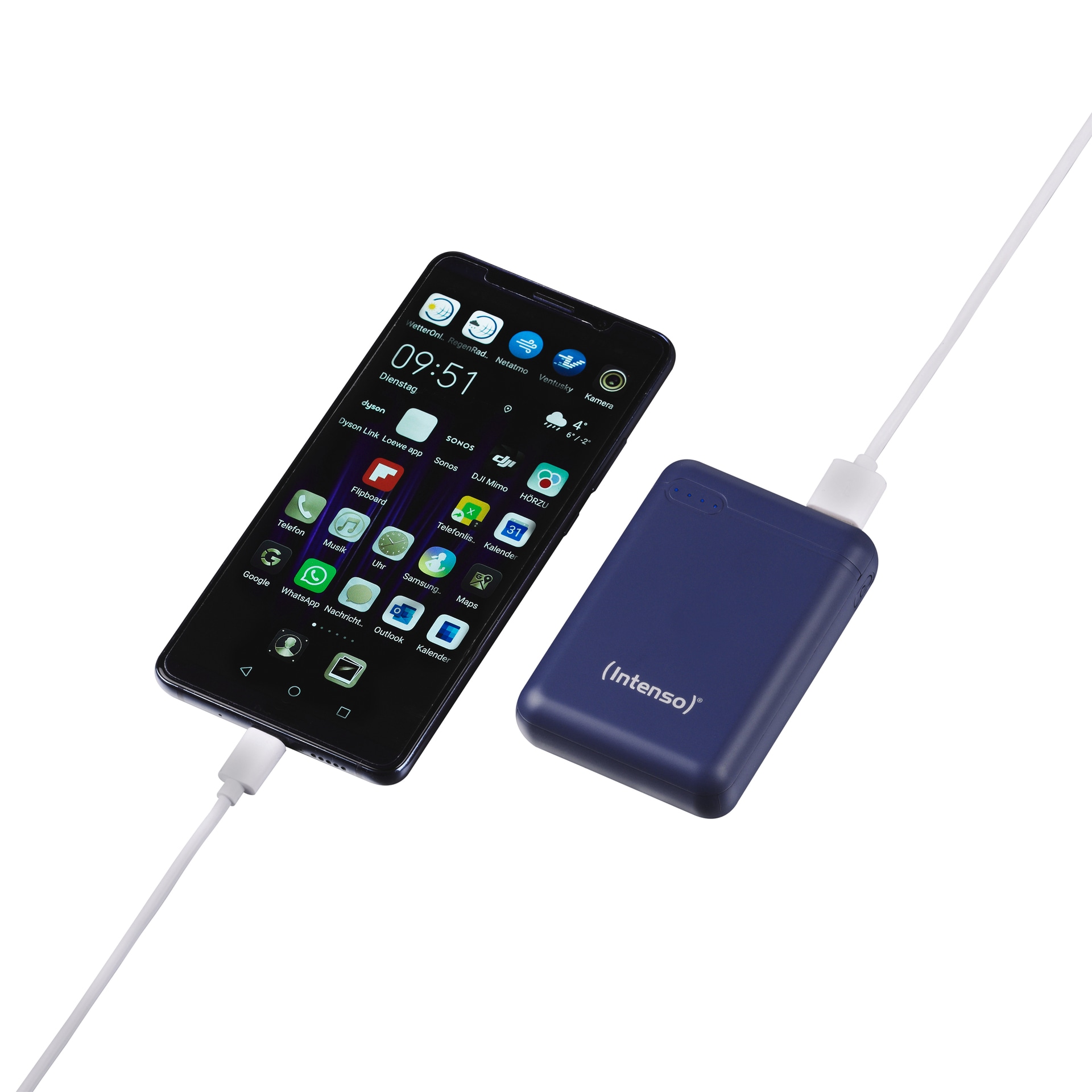Intenso Powerbank »XS10000 10.000 mAh«, Intenso Power Bank XS10000 dark blue, mobiler Zusatzakku, mit USB-C zu USB-C Ladekabel