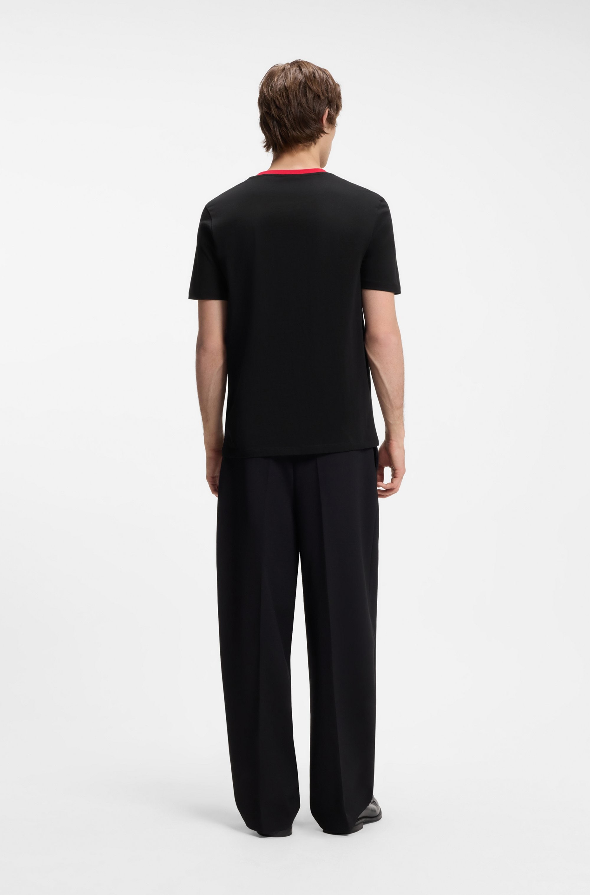 HUGO T-Shirt »Dempsy« kontrastfarbiger Ausschnitt, Regular Fit, reine Baumwolle