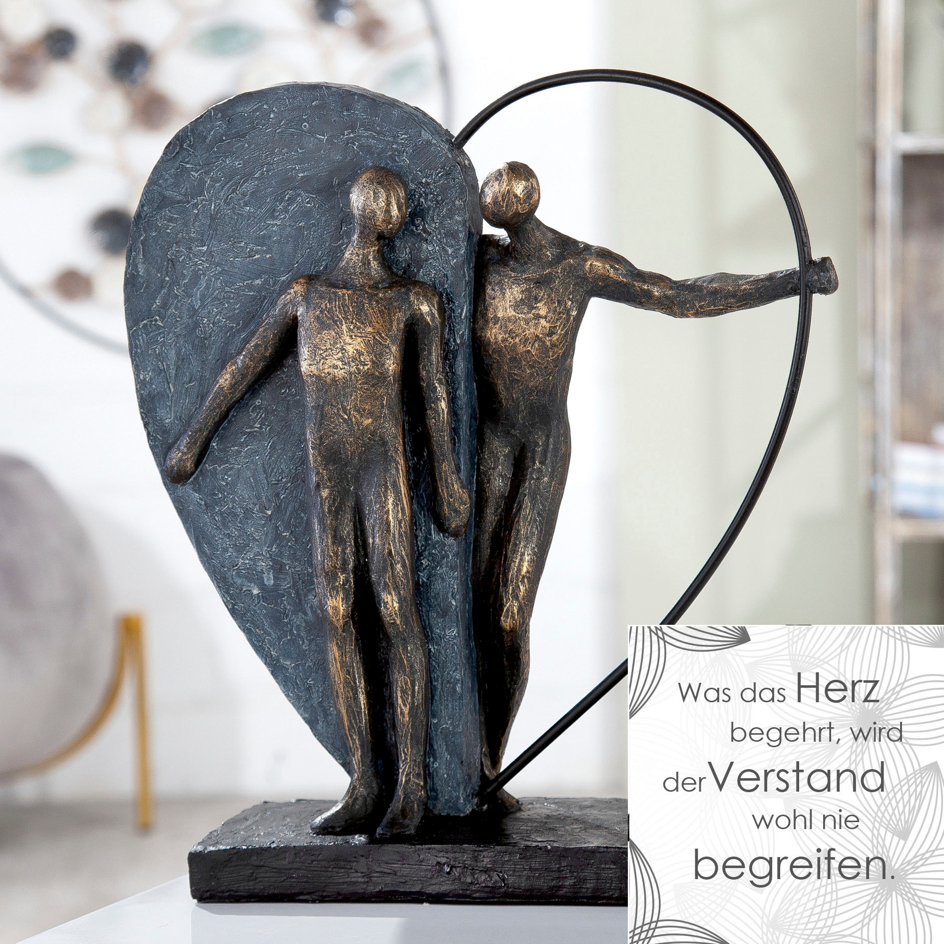 Rechnung kaufen Dekofigur 31 Wohnzimmer cm, Gilde St.), Casablanca »Skulptur Heartbeat, Form, (1 auf Höhe by bronze/grau«, Dekoobjekt, Herz