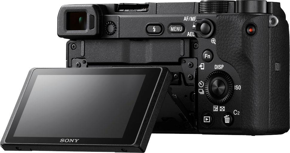 24,2 Systemkamera 6400 Objektiv »ILCE-6400LB - OLED Video, bei XGA 16-50mm Sony 180° Bluetooth- 4K E-Mount«, Klapp-Display, Alpha L-Kit Sucher, WLAN (Wi-Fi)-NFC, MP,