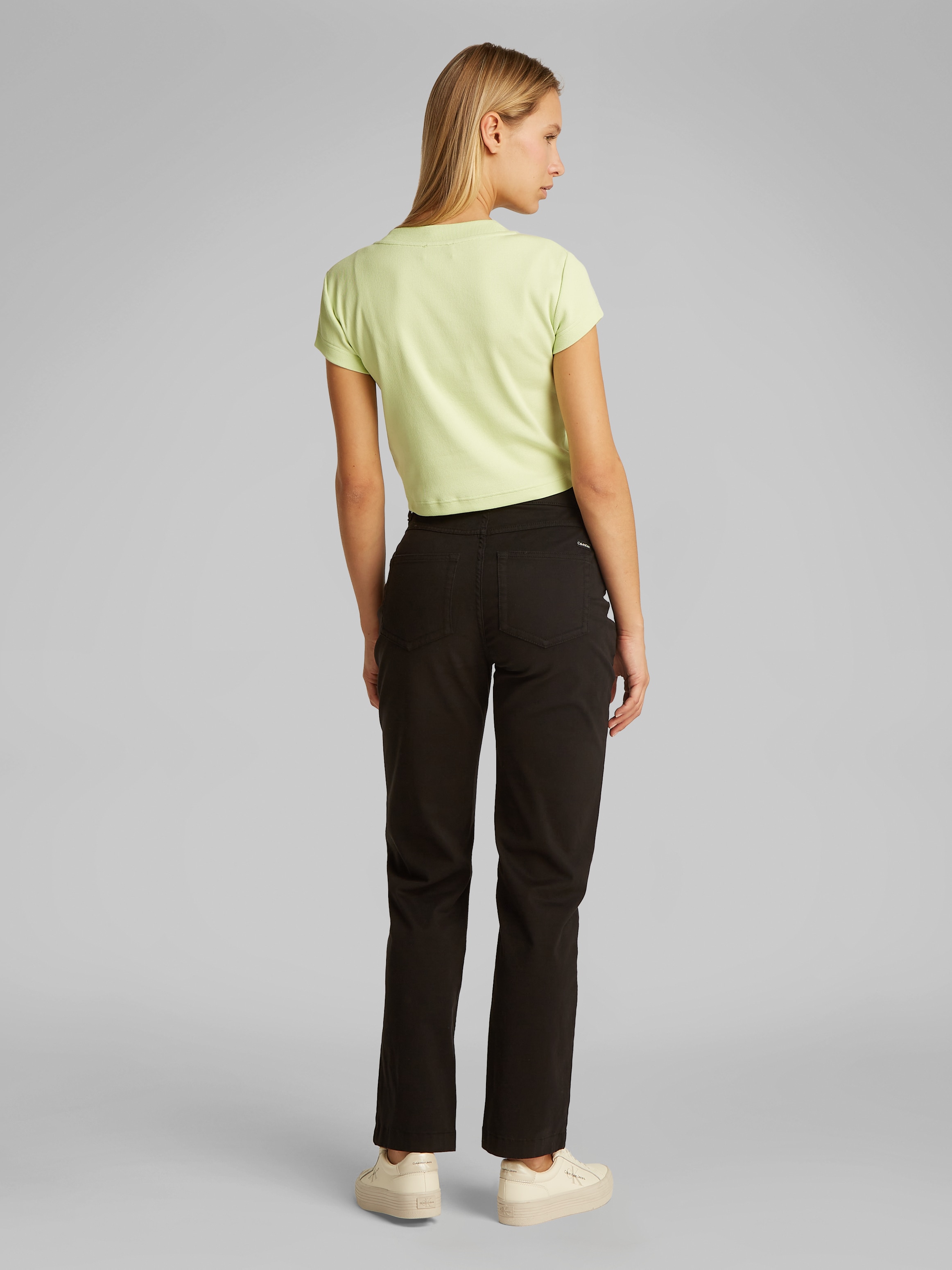 Calvin Klein Jeans Stretch-Hose »STRETCH HIGH RISE STRAIGHT PANT«, aufgesetzte Taschen, 1-Knopf-Form