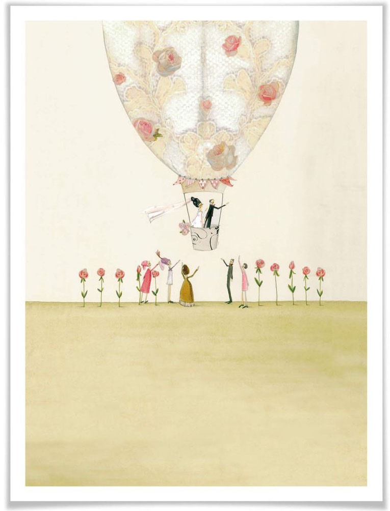 Wall-Art Poster »Hochzeit Deko Heißluftballon«, Heißluftballon, (1 St.),  Poster, Wandbild, Bild, Wandposter auf Raten bestellen