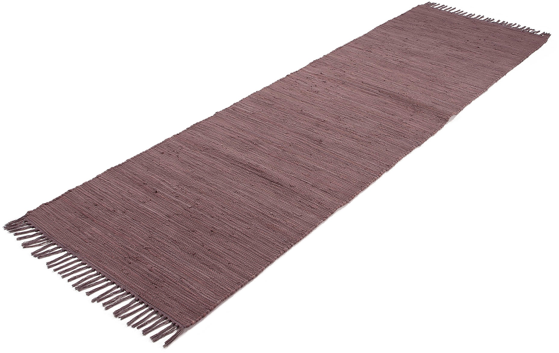 carpetfine Teppich »Kelim Chindi uni, auch als Läufer«, rechteckig, 5 mm Höhe, Wendeteppich, reine Baumwolle, handgewebt, Uni-Farben, mit Fransen