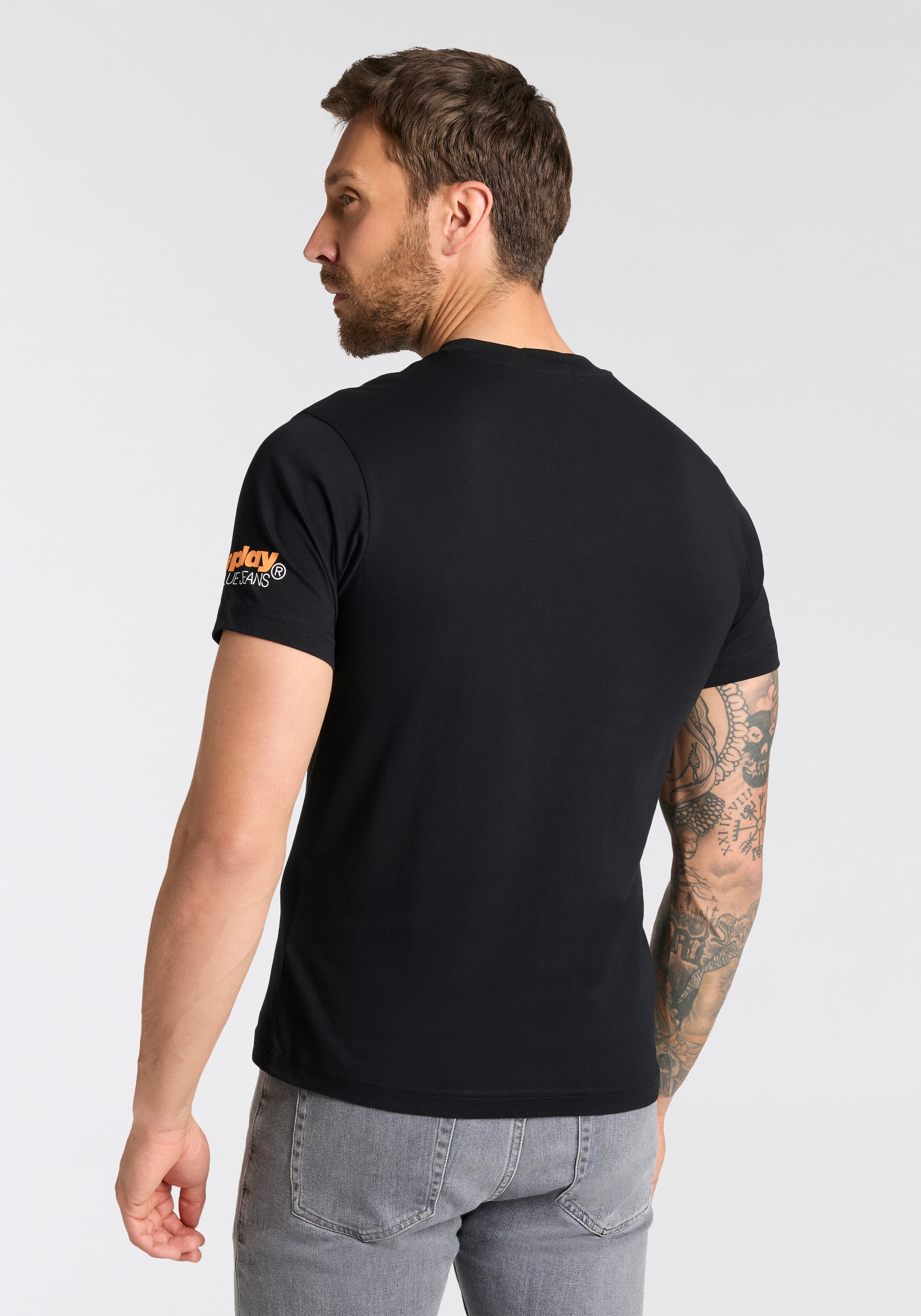 Replay T-Shirt Replaydruck am Ärmelabschluss