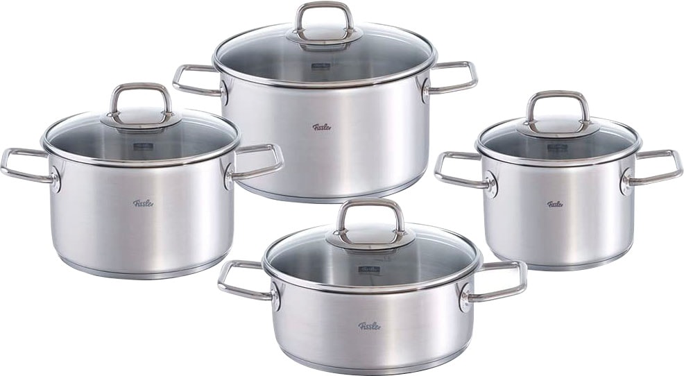 Fissler Topf-Set "Viseo Topf-Set" Set, 1x Bratentopf 20 cm, je 1x Kochtopf 16/20/24 cm, 8 Stk. tlg. Edelstahl 18/10