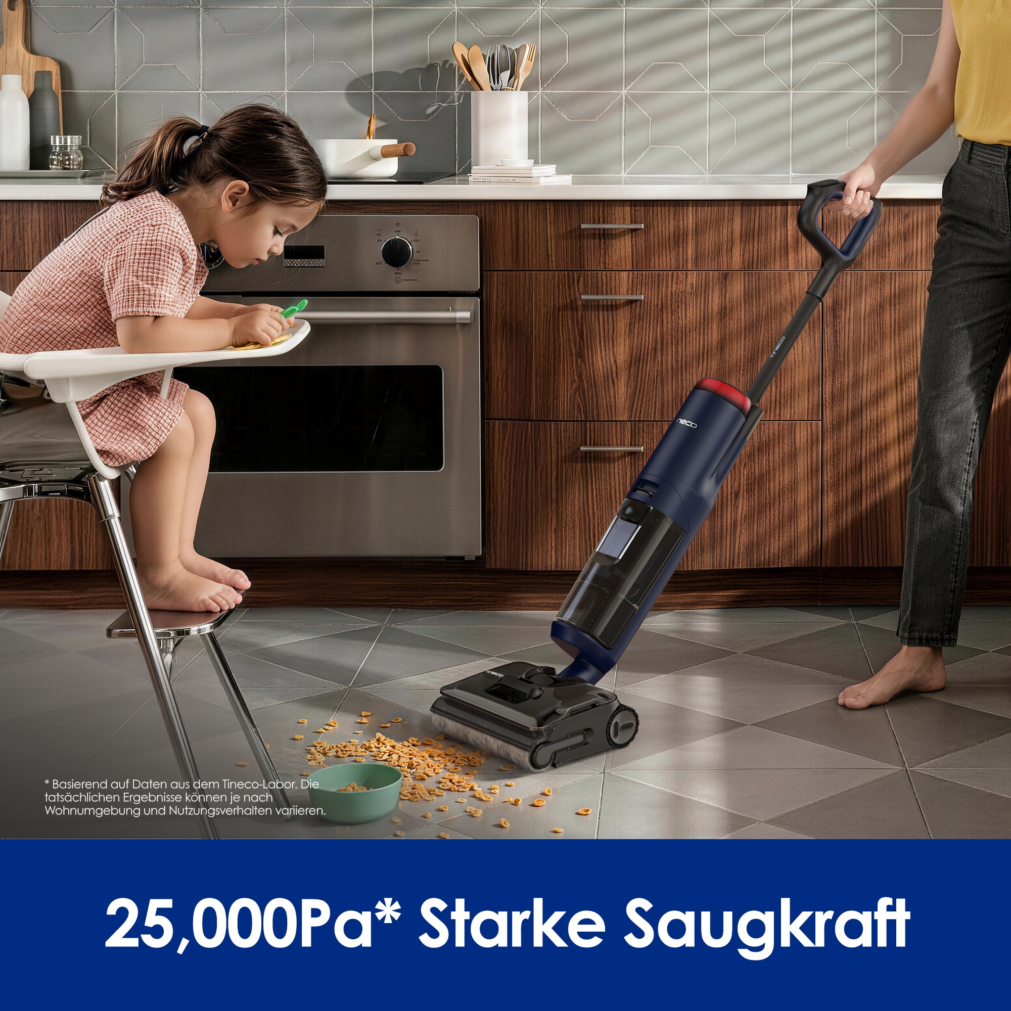 Tineco Nass-Trocken-Sauger »FLOOR ONE S7 Max, 25.000pa Saugleistung, 85° Grad Heißluft-Trocknung« 65 Min Akku, 180° Grad Neigung, automatischer Antrieb, Anti-Tangle