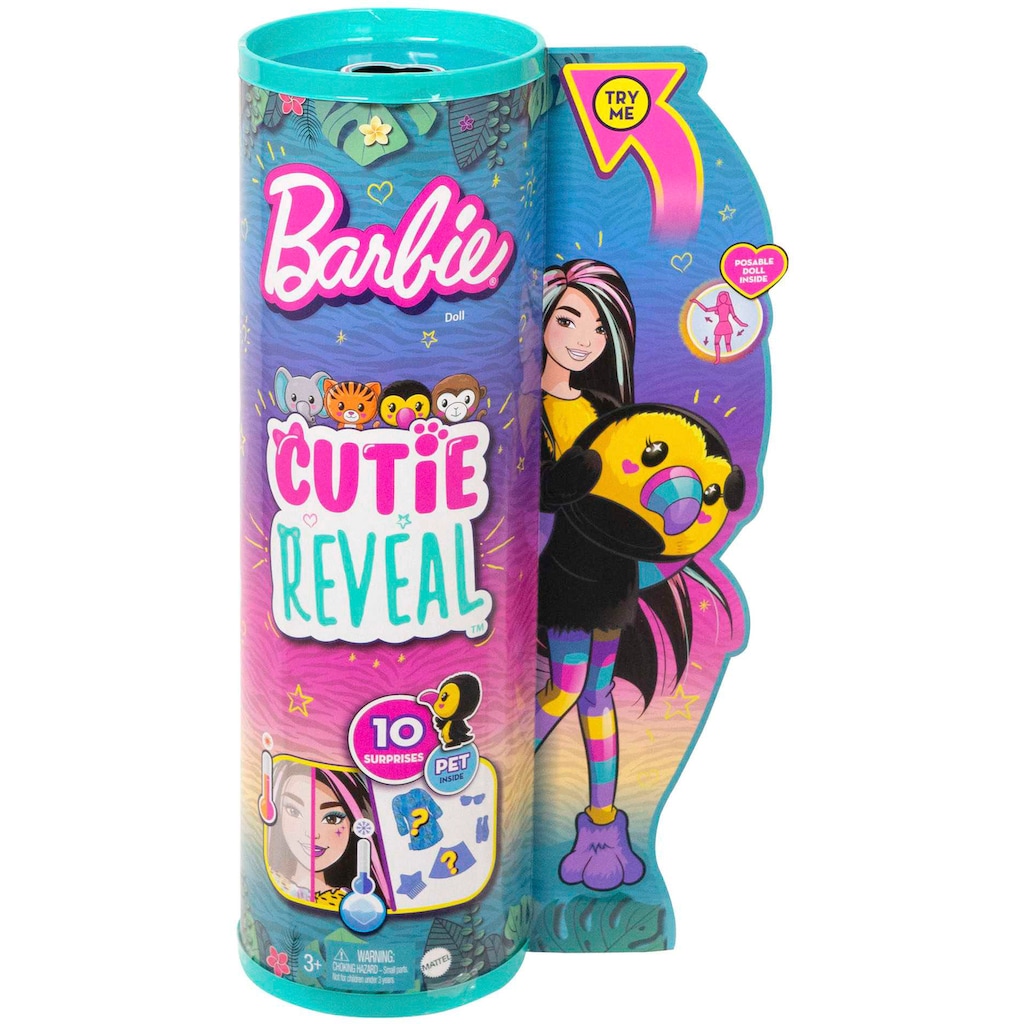 Barbie Anziehpuppe »Cutie Reveal, im Tukan-Kostüm mit Farbwechsel (Dschungel-Serie)«