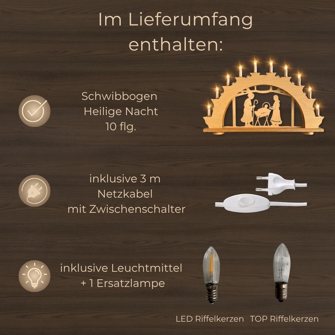 Weigla LED Schwibbogen »Heilige Nacht, Lichterbogen aus Holz, NATUR«