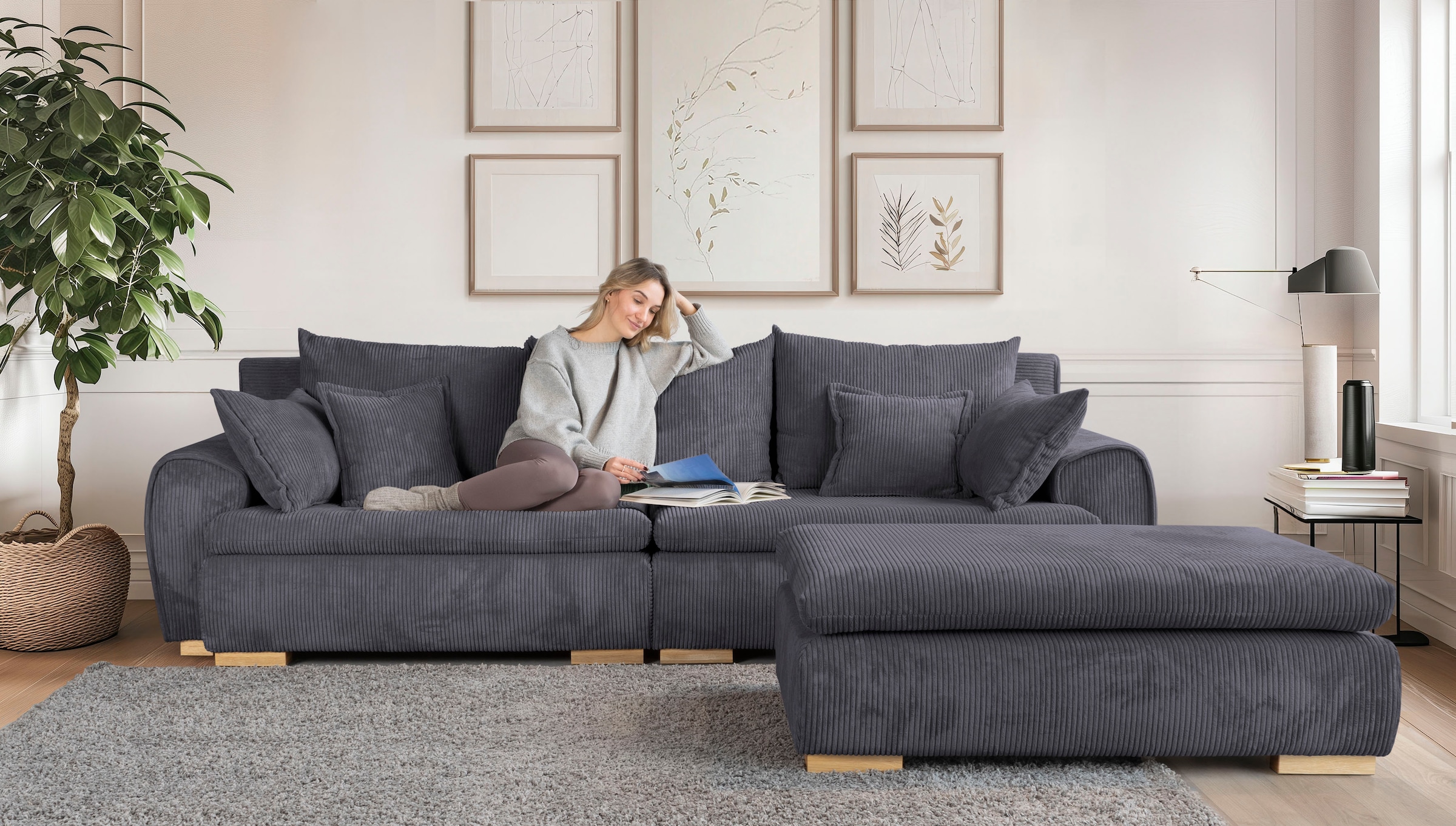 Home affaire Big-Sofa »Katja«, Breite 275 cm, Cord-Bezug