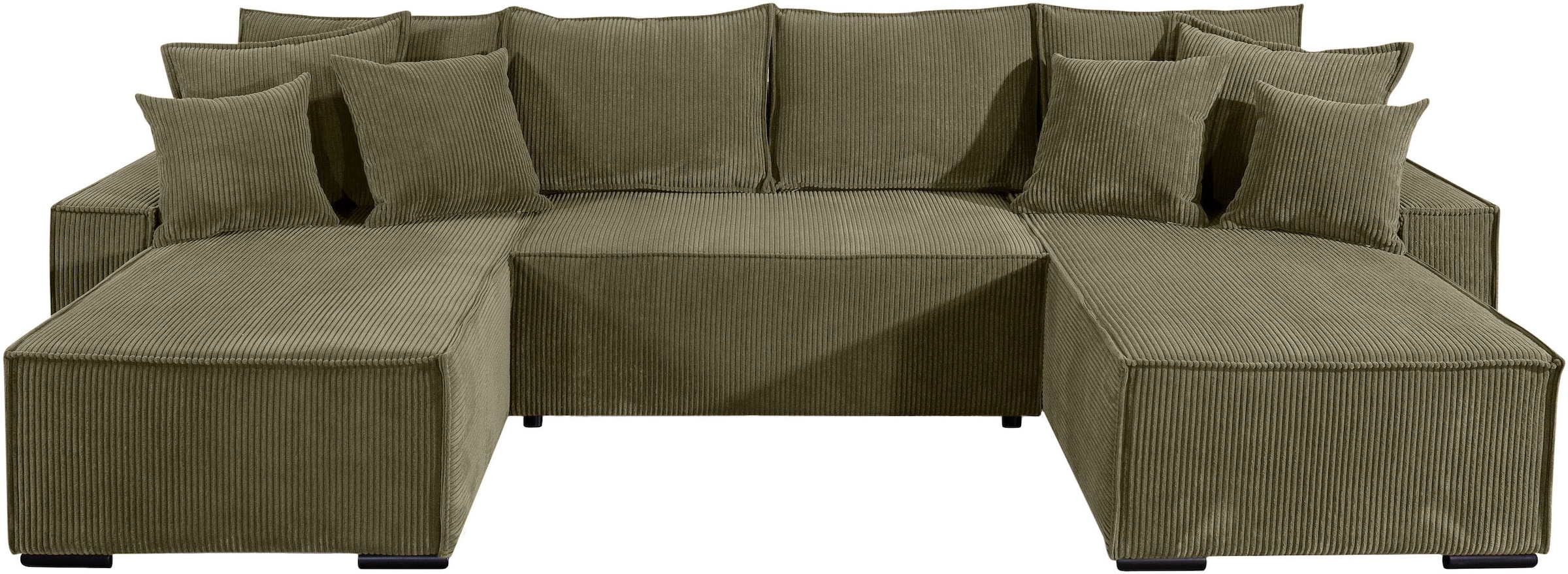 COLLECTION AB Wohnlandschaft »Manhattan U-Form, B: 313 cm, in Breit- oder Normalcord« Bettfunktion, Bettkasten & Zierkissen, Federkern