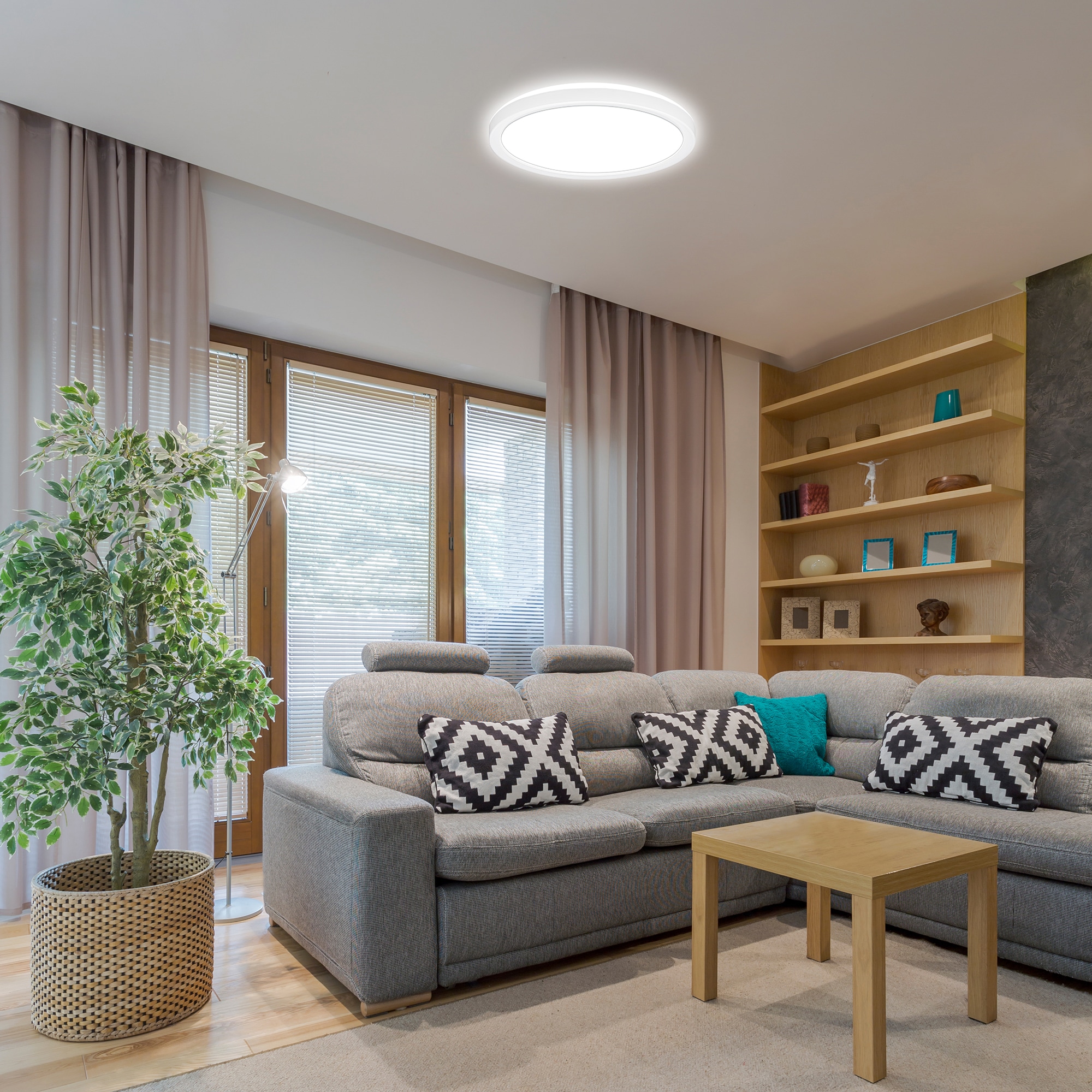 B.K.Licht LED Deckenleuchte »BKL1598 Ultraflache Deckenlampe, LED Panel mit Backlight« LED-Modul 1 Stk. Neutralweiß 4.000K, 1.900 Lm, 16W, indirekte Hintergrundbeleuchtung, ⌀24cm, Weiß