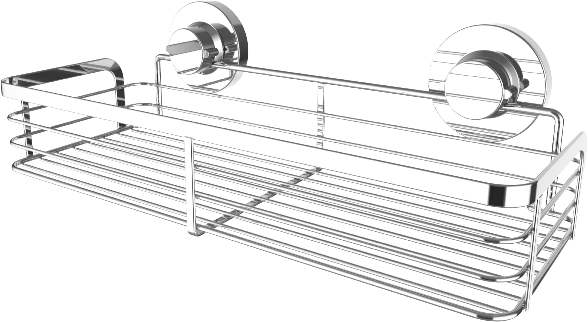 CORNAT Duschregal »3 in 1 - Extra langer & flacher Korb - Zur Wandmontage - Duschablage« 3 Befestigungsoptionen mit Saugnapf, Klebepad & Bohren - Verchromt