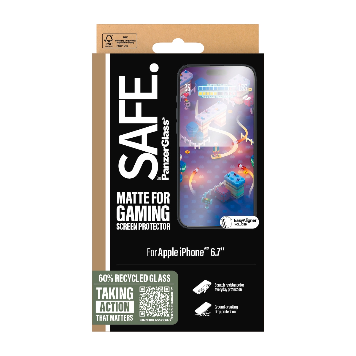 SAFE by PanzerGlass Displayschutzglas »Matte for Gaming Screen Protection«, für Apple iPhone 16 Plus-Apple iPhone 15 Plus, (1 St.), Displayschutzfolie, Schutzfolie, Bildschirmschutz, kratz- & stoßfest