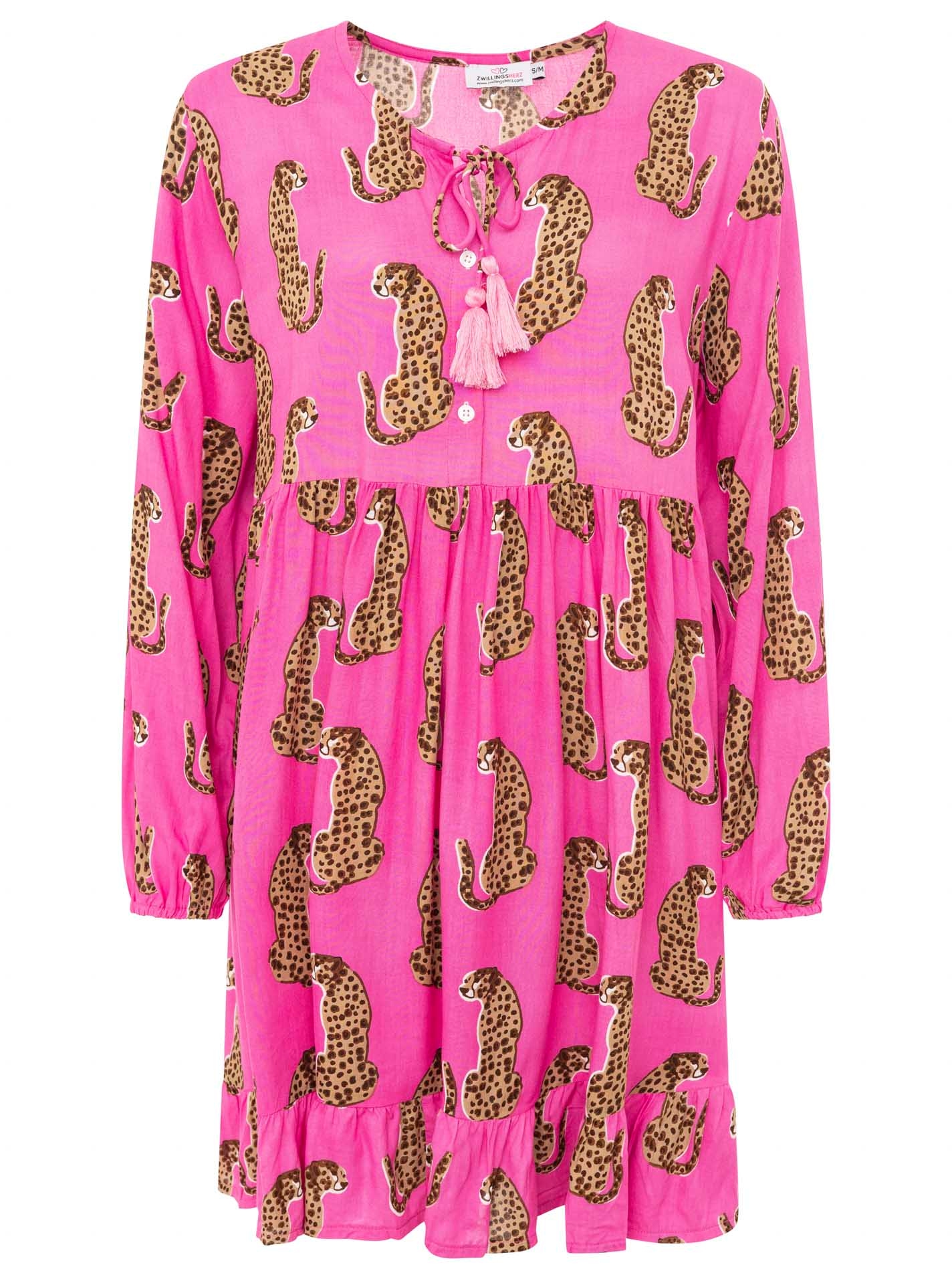 Zwillingsherz Sweatkleid »"Loevely Leopard"« Leopardenmotiv, mit Tassel, lange Ärmel, figurumspielend